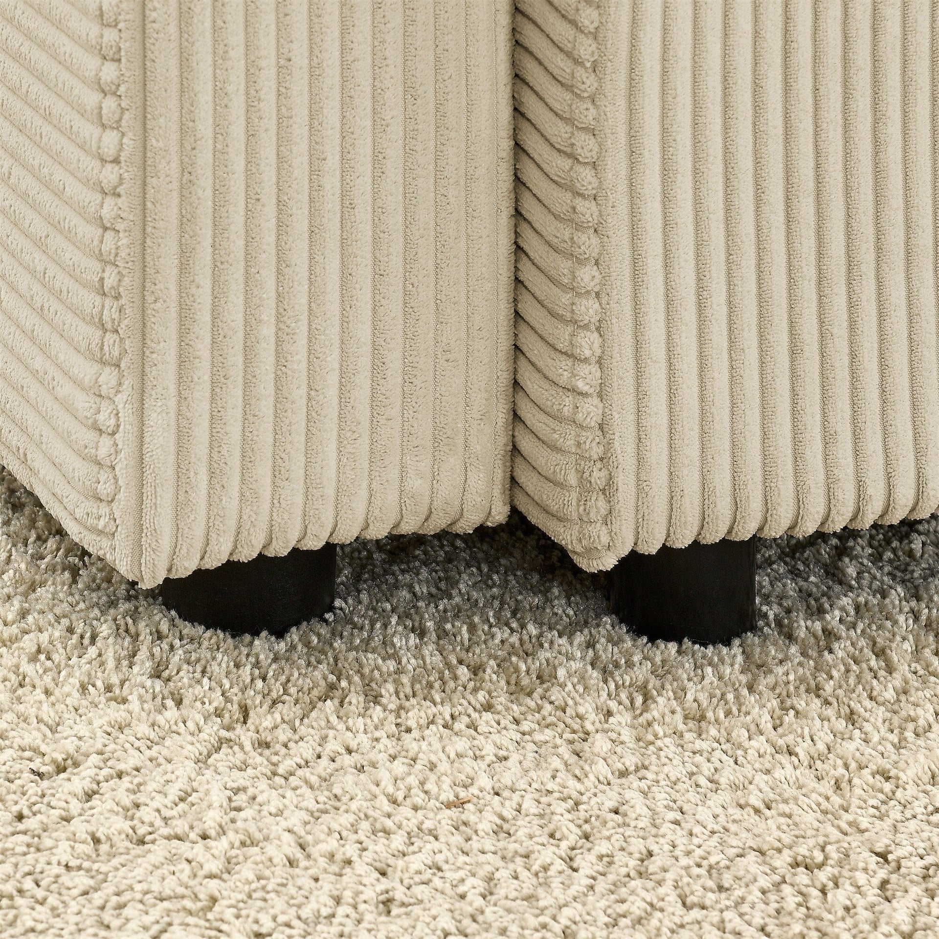 102 Corduroy Modern 3-Seater Sofa Deep Seat with Cup Holders & Phone Holder