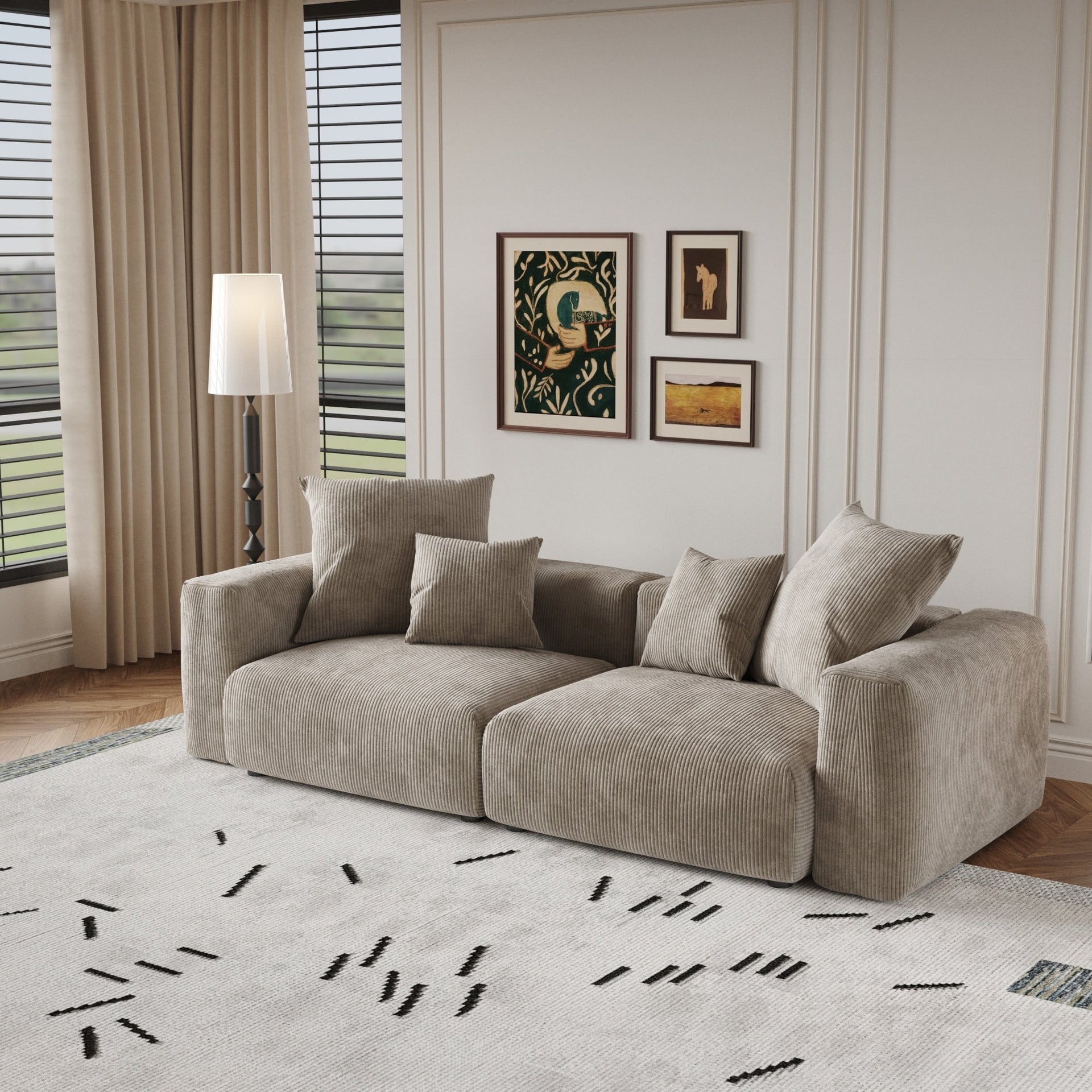 102'' Corduroy Loveseat Sofa Large Modular Cloud Couch