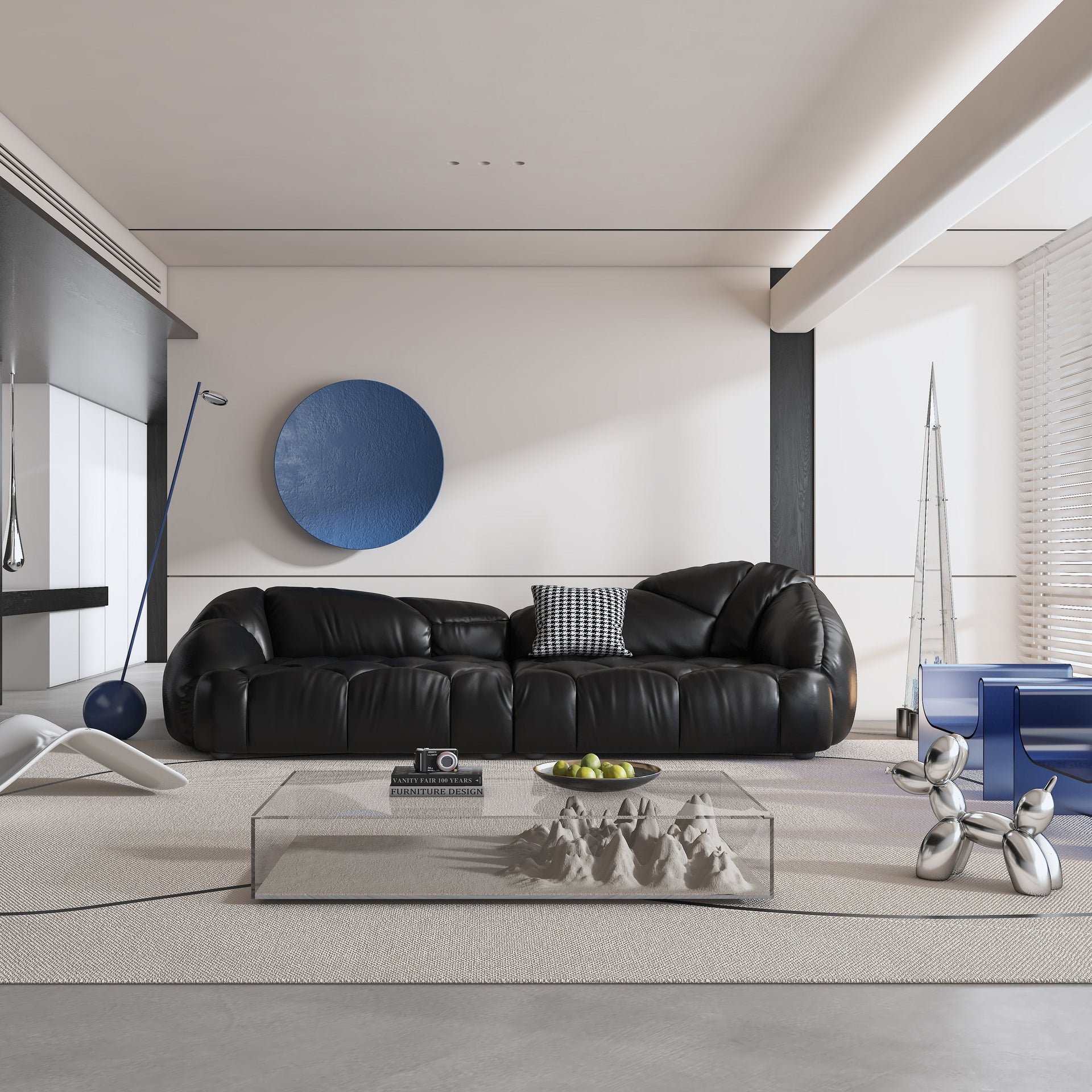 104.3 Leather Upholstered Sofa - 104.3 x 45.3