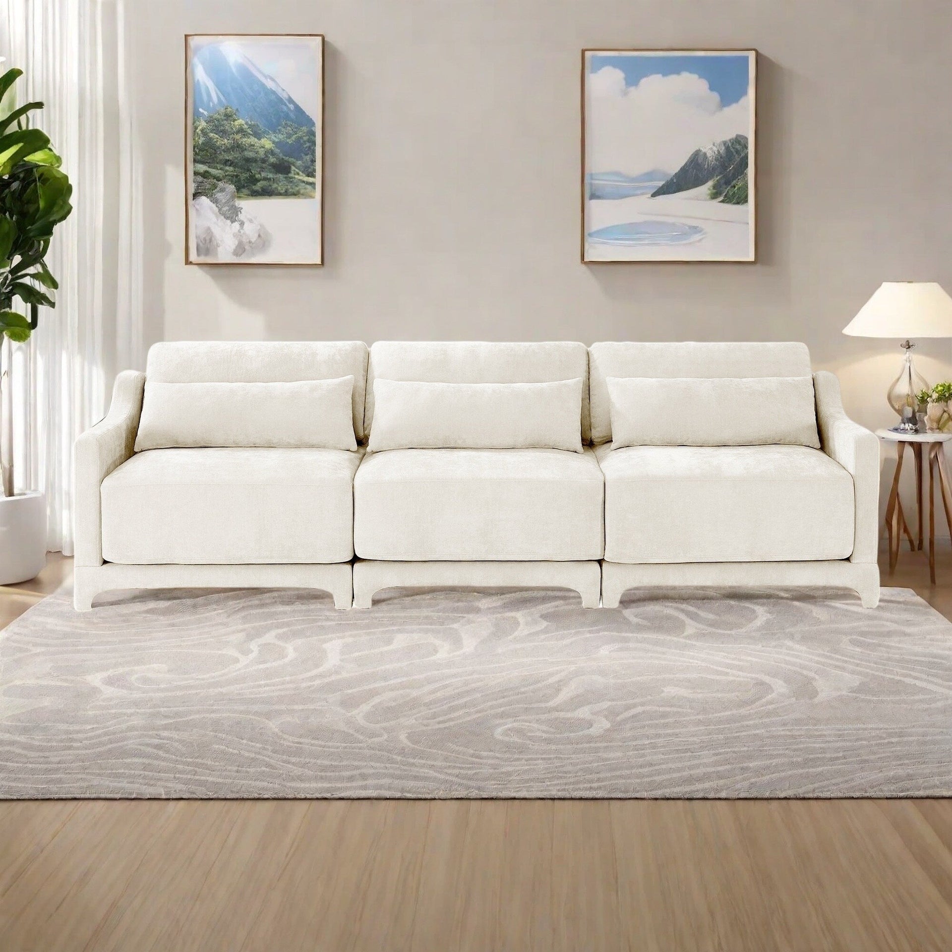 105.9 Chenille 4-Seater Sofa with ergonomic, wooden base,high - resilience sponge for Living Room