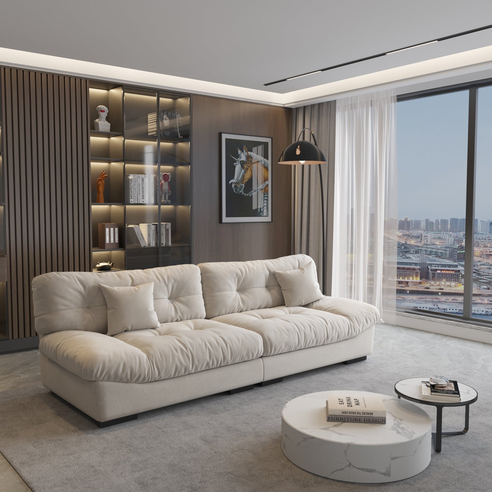 105'' Minimalism Cloud Sofa Loveseat with Two Pillow