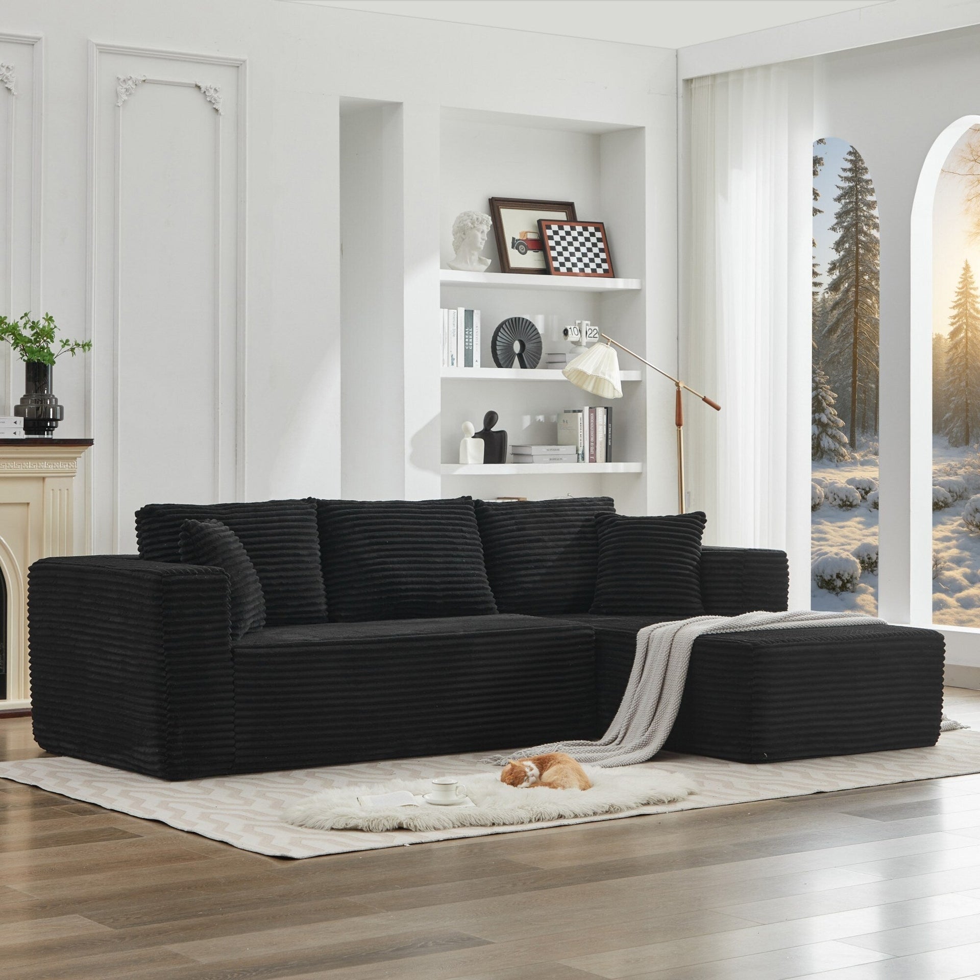 106 Cloud Sectional Couch L-Shape With Right Facing Chaise,Deep Seat Modern Modular Sofa For Living Room,No Assembly Required