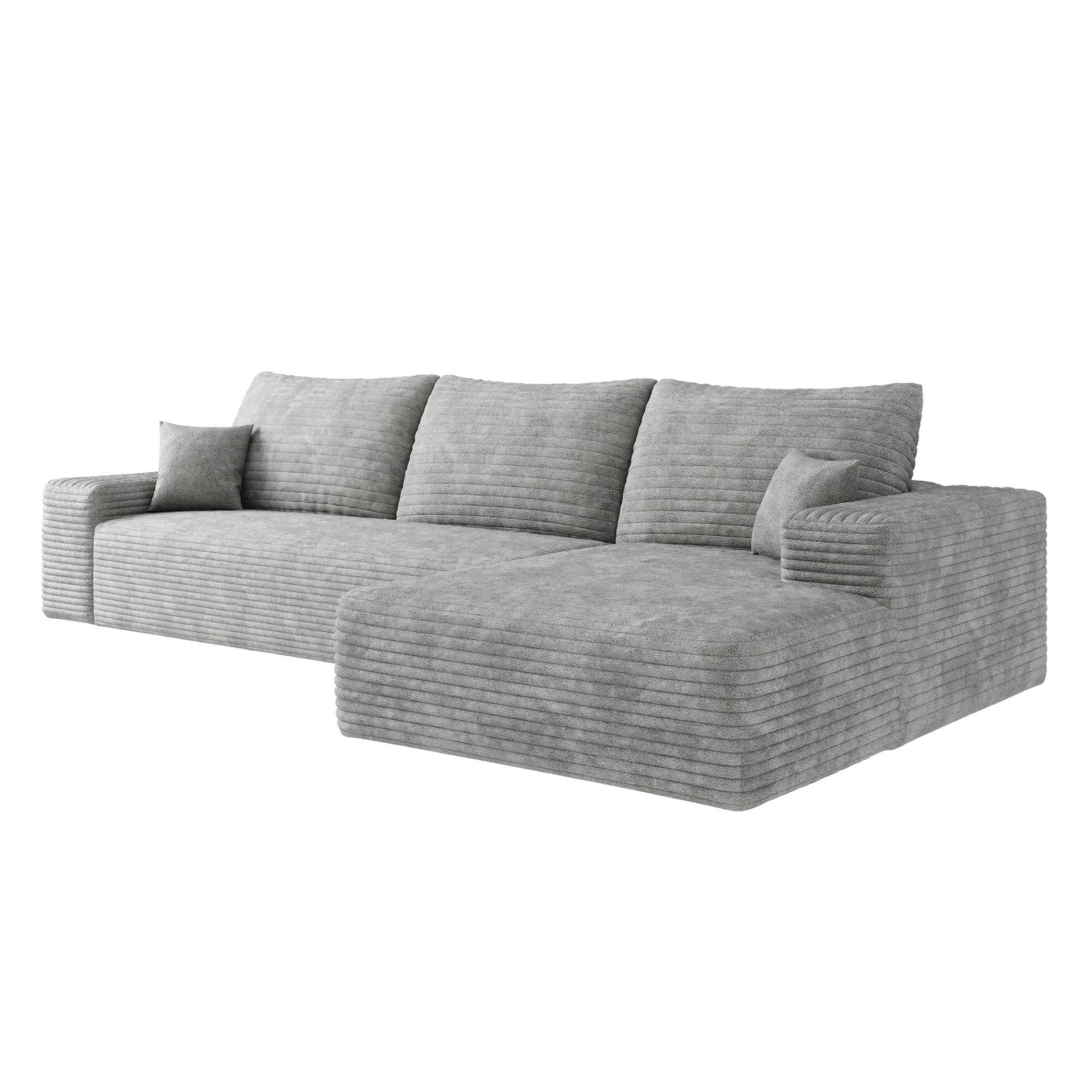 107-Inch Modular Corduroy Sectional Sofa with Chaise and Deep Seating for Living Room Bedroom