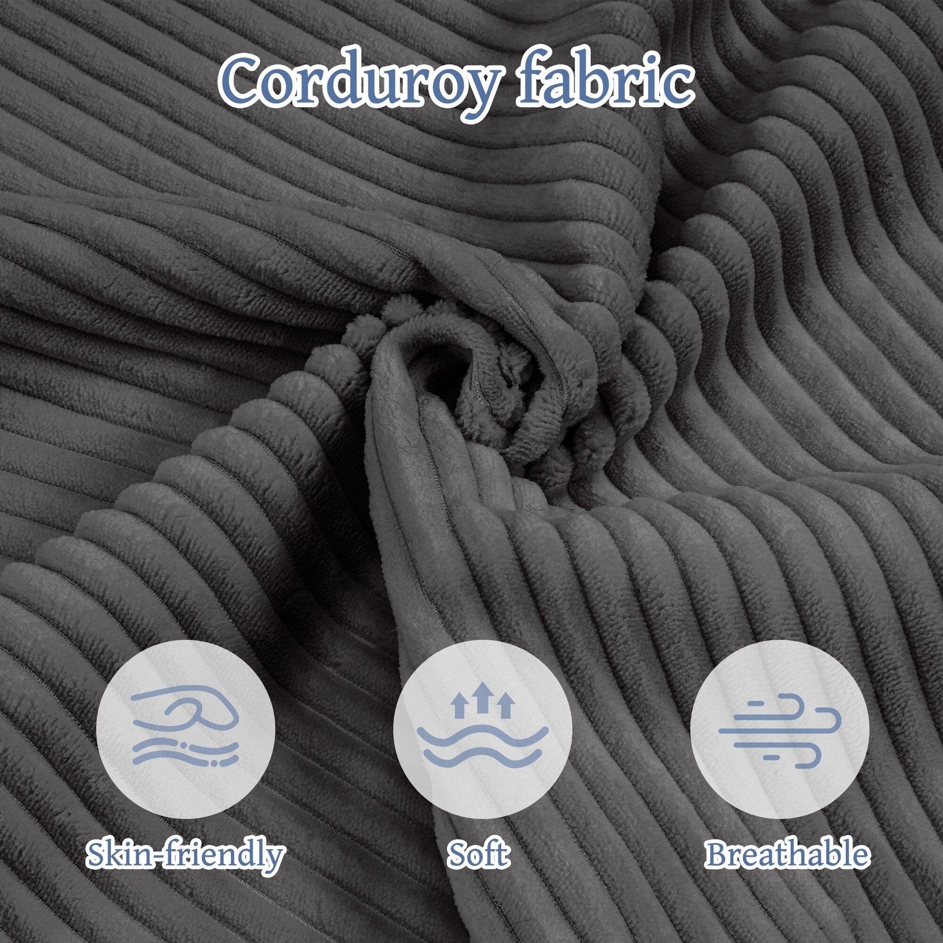 110 Corduroy 4-Seater Sofa,Slow-Recovery Foam (72hr Expansion, No Assembly Required)