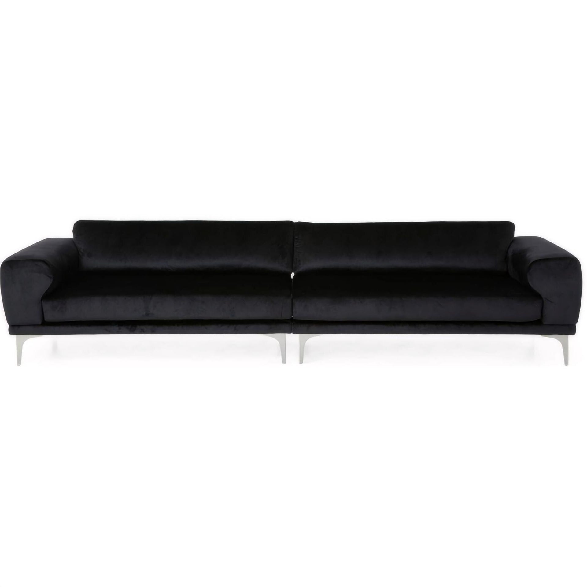 111 Velvet 4-Seater Sofa with Soft Cushions and Metal Silver Legs for Living Room