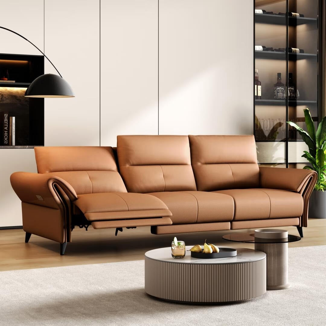 112.5'' Vegan Leather Power Reclining Sofa with USB Charging Port