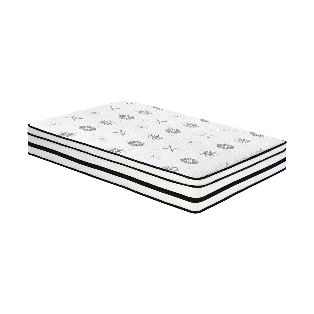 12 Full Mattress Highly Breathable Quilted Cover Hybrid Mattress, White, Plush Foam Mattress in a Box, Luxury Comfort Mattress