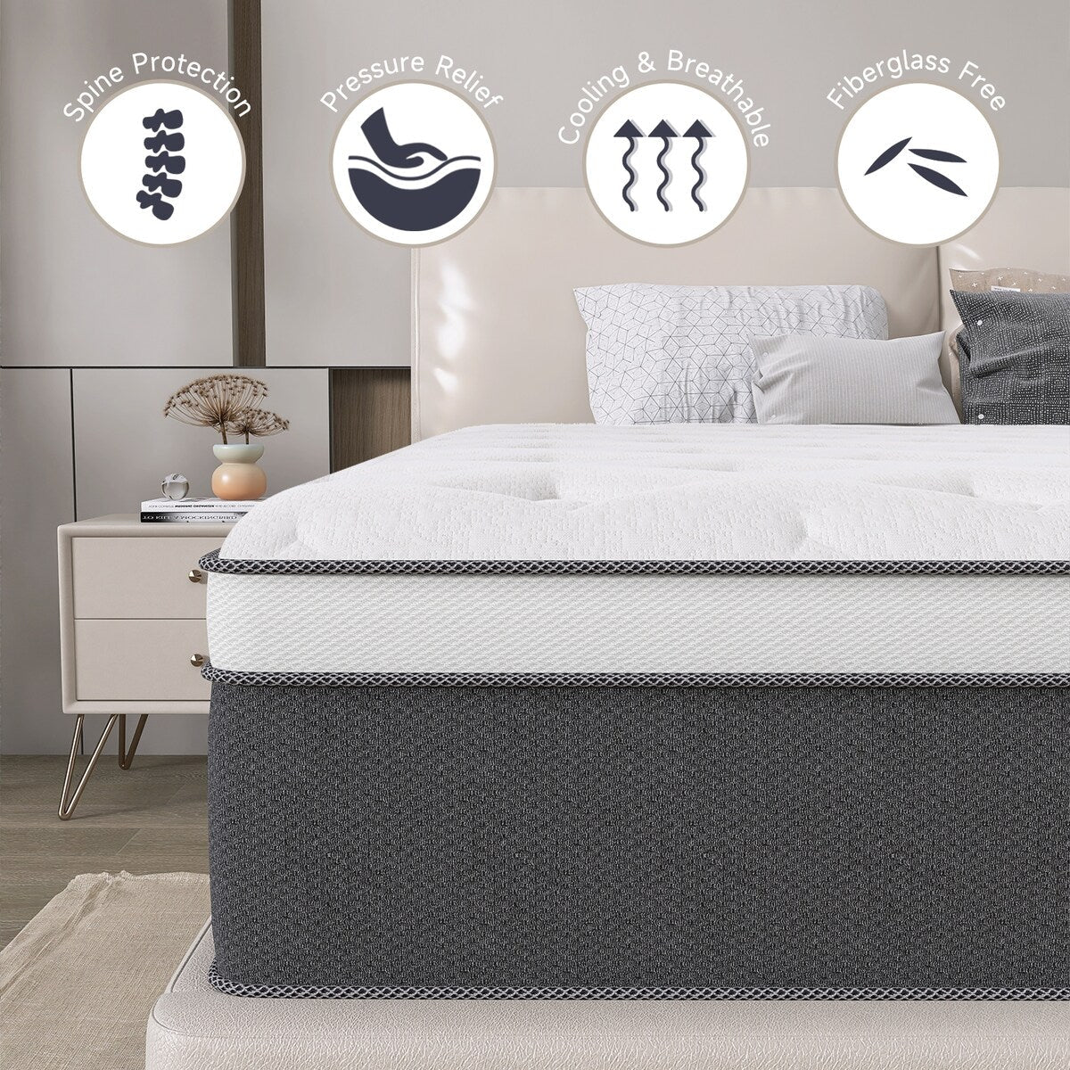 12 Hybrid of Cooling Gel Infused Memory Foam and Coils Mattress