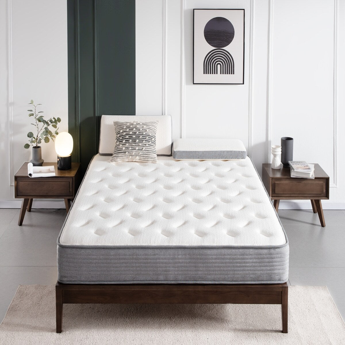 10  Mattress, Memory Foam Pocket Spring Mattress Sleep Supportive, Medium Firm Feel Mattress in a Box
