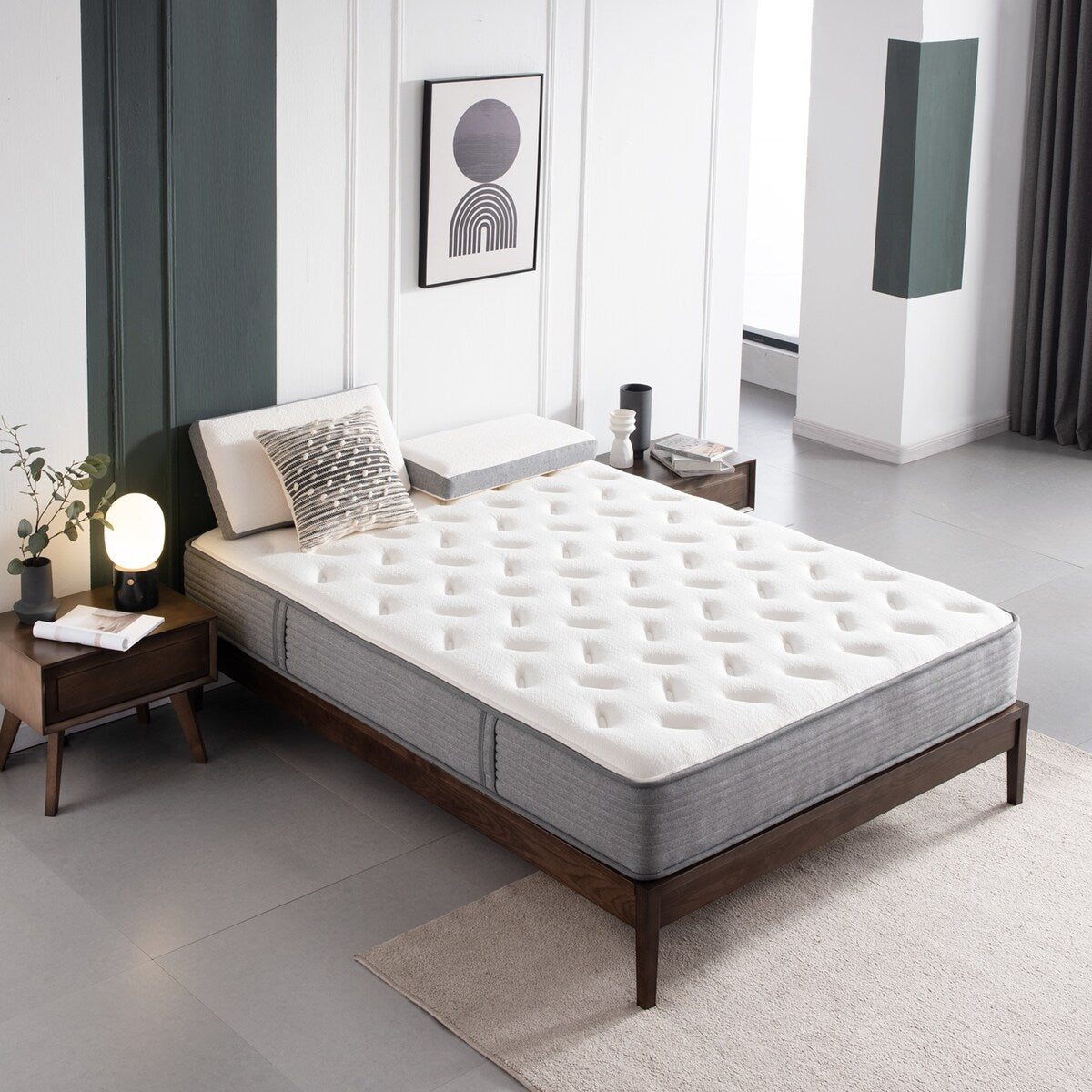 10  Mattress, Memory Foam Pocket Spring Mattress Sleep Supportive, Medium Firm Feel Mattress in a Box