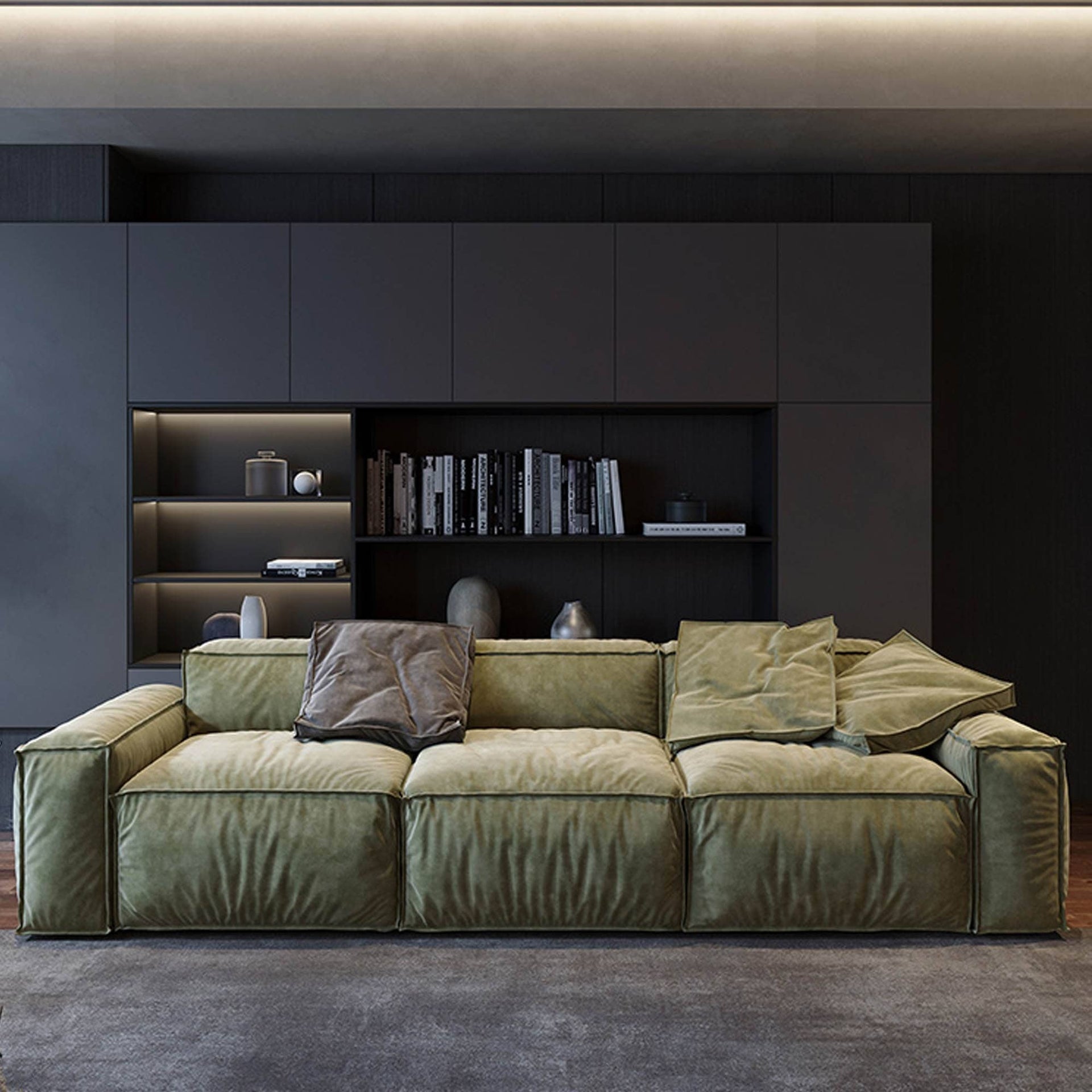 110'' Square Sofa Masha Velvet with Four-seater for Living Room Sofa-bed