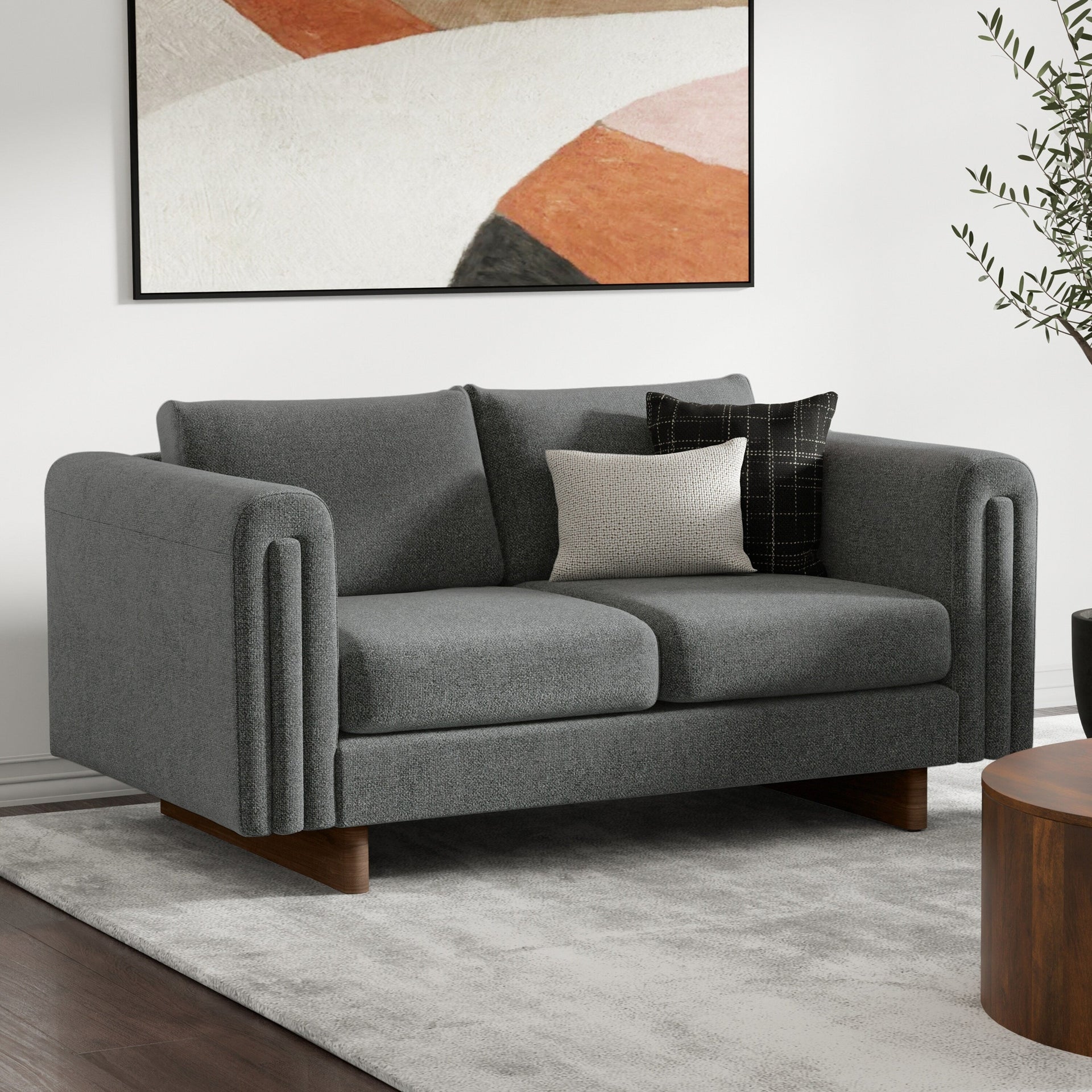 WYNDENHALL Drayton 61 inch Wide Contemporary Loveseat Sofa in Tightly Woven Performance Fabric -  61 W x 38 D x 30 H
