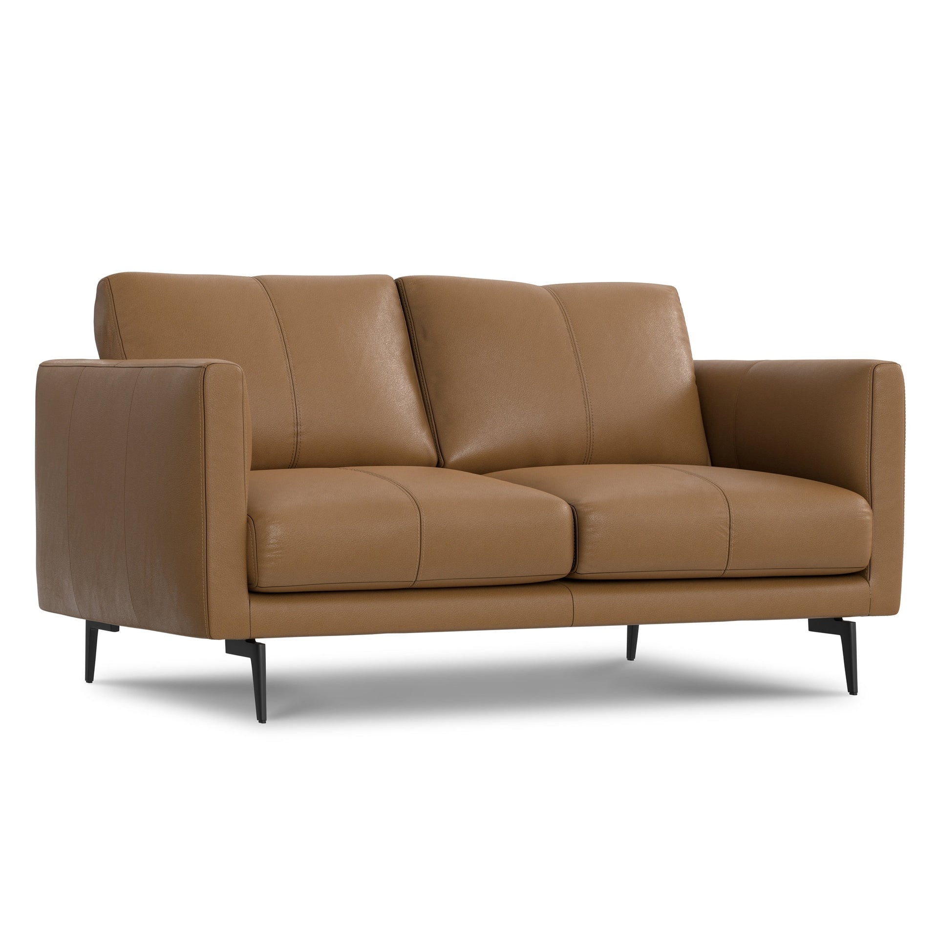 WYNDENHALL Danbury 60 inch Wide Genuine Leather Loveseat Sofa