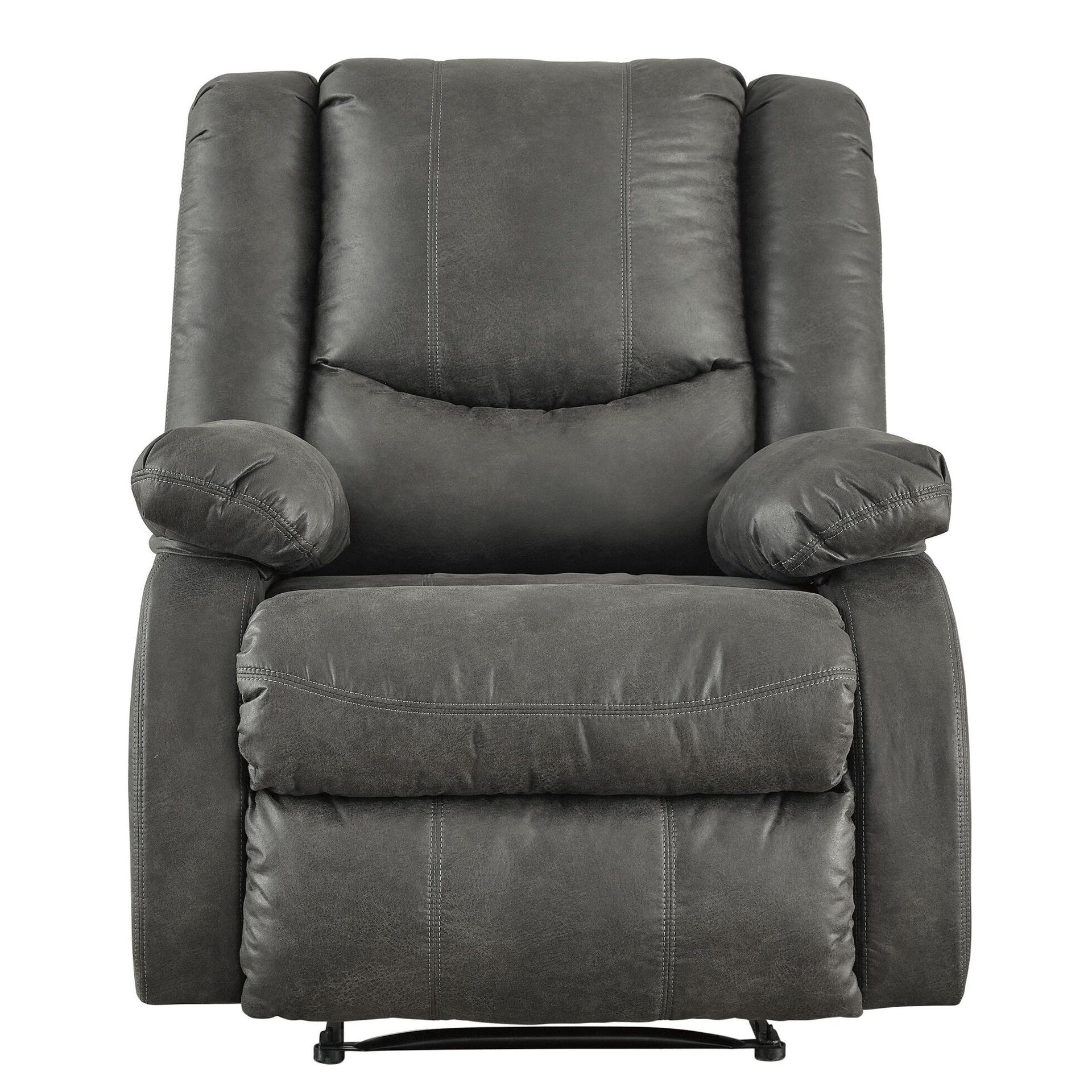 Wooden Zero Wall Recliner with Pillow Top Arms and Tufted Back, Gray