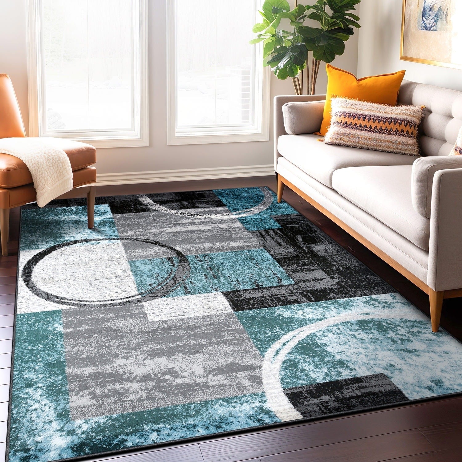 World Rug Gallery Abstract Polypropylene Machine-Made Circle Area Rug