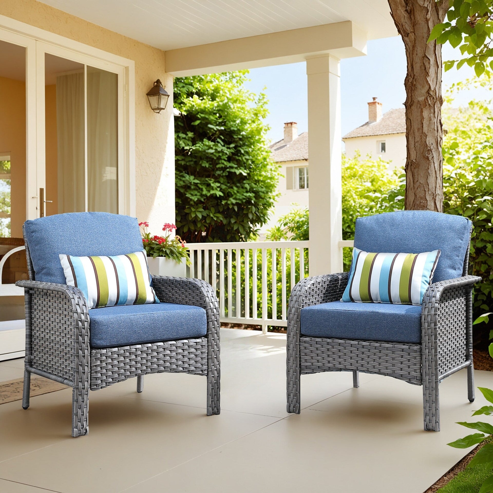 XIZZI Outdoor Patio Furniture Wicker Chair Set (Set of 2)