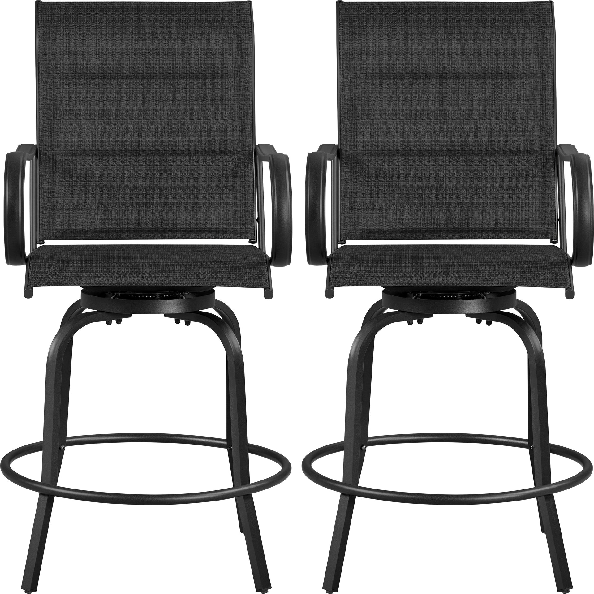 Yaheetech 2pcs Outdoor Swivel Bar Stools Patio Bistro Chairs with High Back and Armrest - N/A