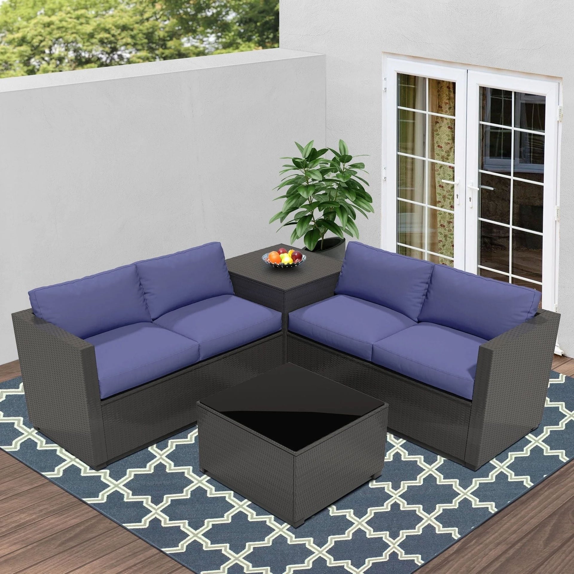 Zenova Patio Conversation Sets,Wicker Rattan Chairs Sofa Sets,Patio Furniture Seating