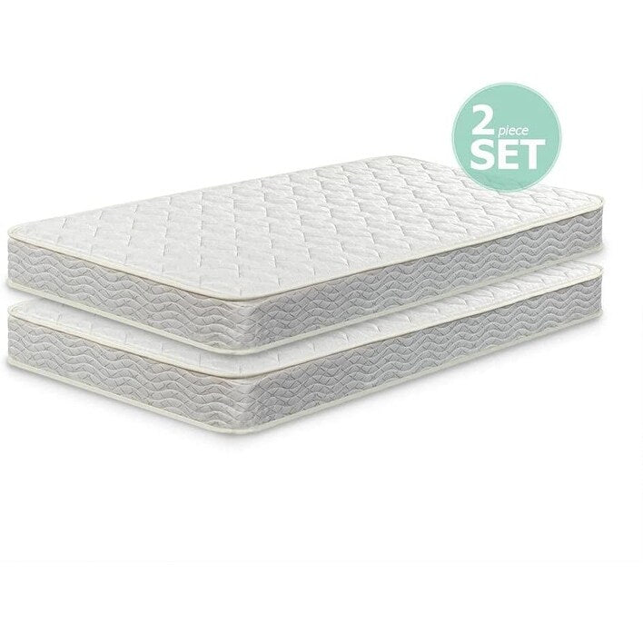 Zinus 6 Inch Foam and Spring Hybrid Twin Mattress 2 Piece Set for Bunk Beds, Mattress-in-a-Box, Trundle Beds, Day Beds