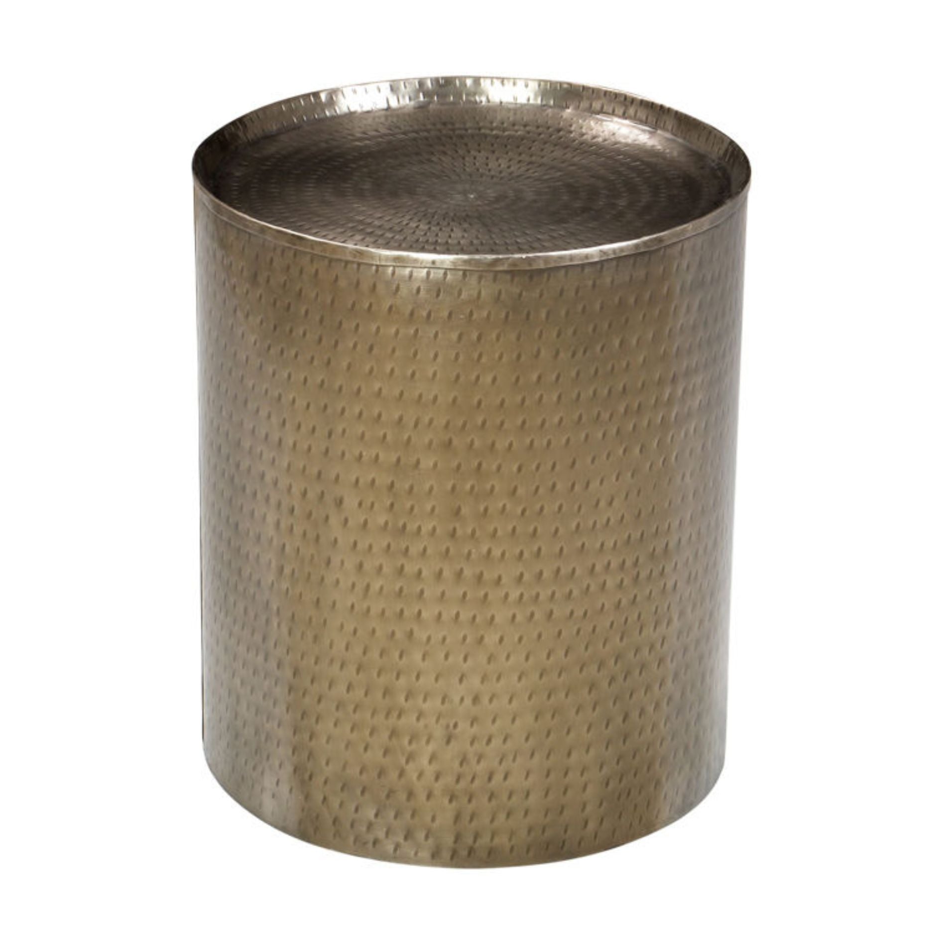 Harper Drum End Table - Antique Brass