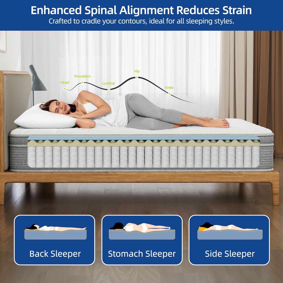 10-Inch Hybrid Mattress with Cooling-Gel Memory Foam Pocket Coils Mattress