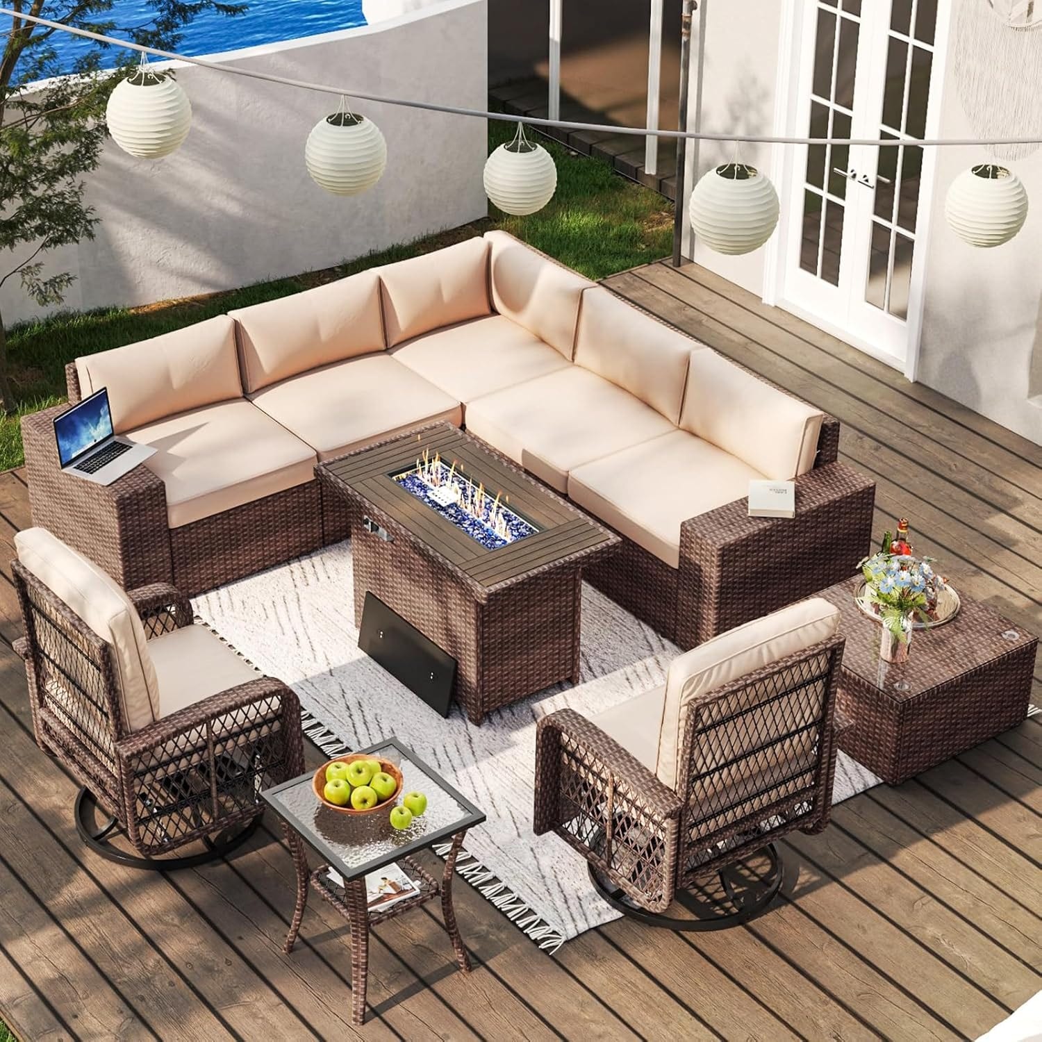 10-Piece Wicker Sectional Sofa Set