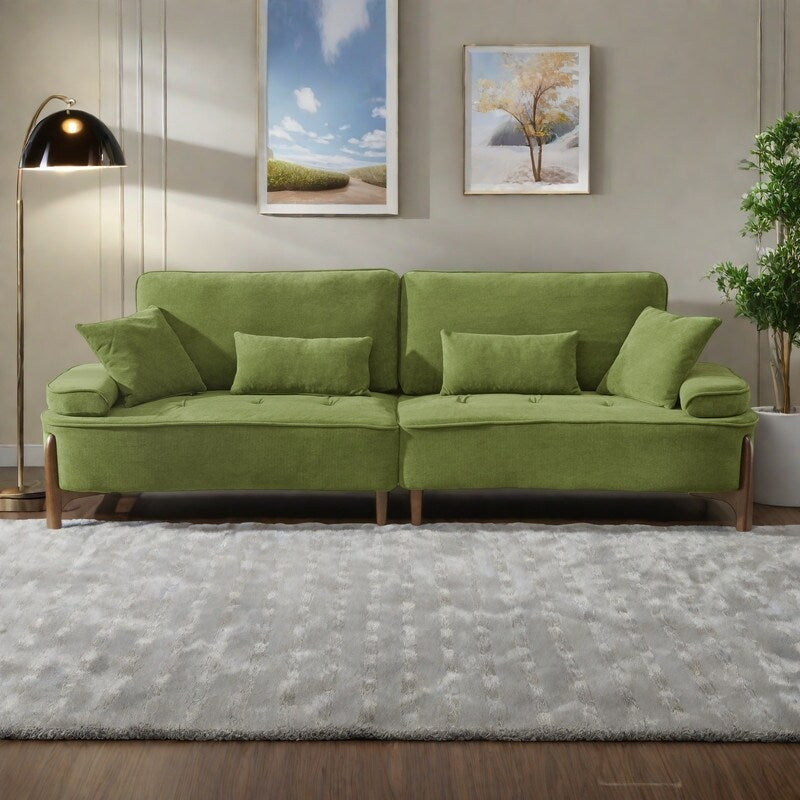 103 Foam 3-Seater Sofa with 4 Pillows and Solid Wood Frame - 600LB Capacity Breathable Sectional