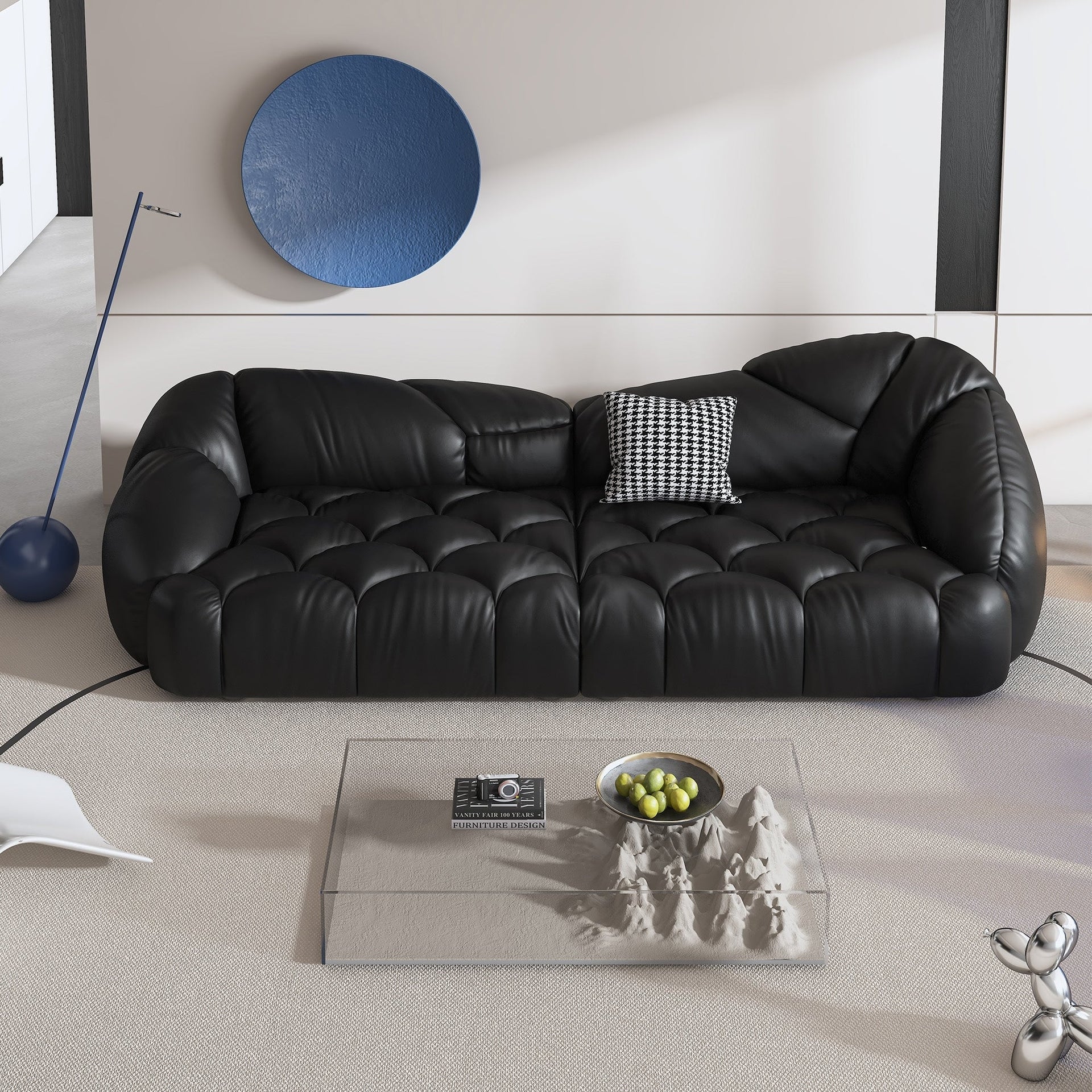 104.3 Leather Upholstered Sofa - 104.3 x 45.3