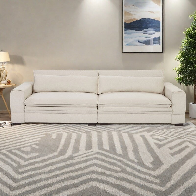 104.72 Mid-Century Modern Fabric Sofa with Solid Wood Legs