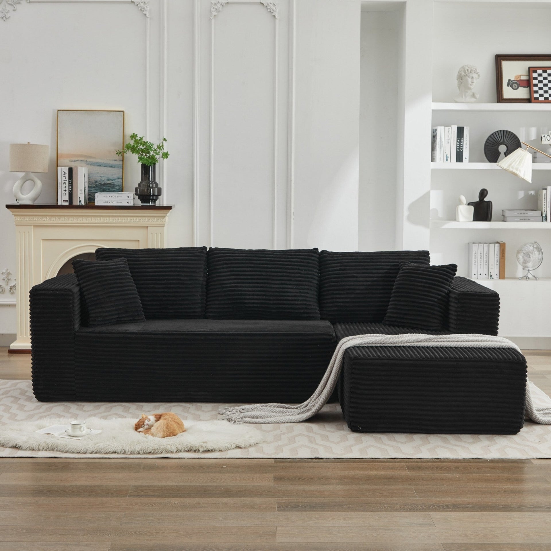 106 Cloud Sectional Couch L-Shape With Right Facing Chaise,Deep Seat Modern Modular Sofa For Living Room,No Assembly Required