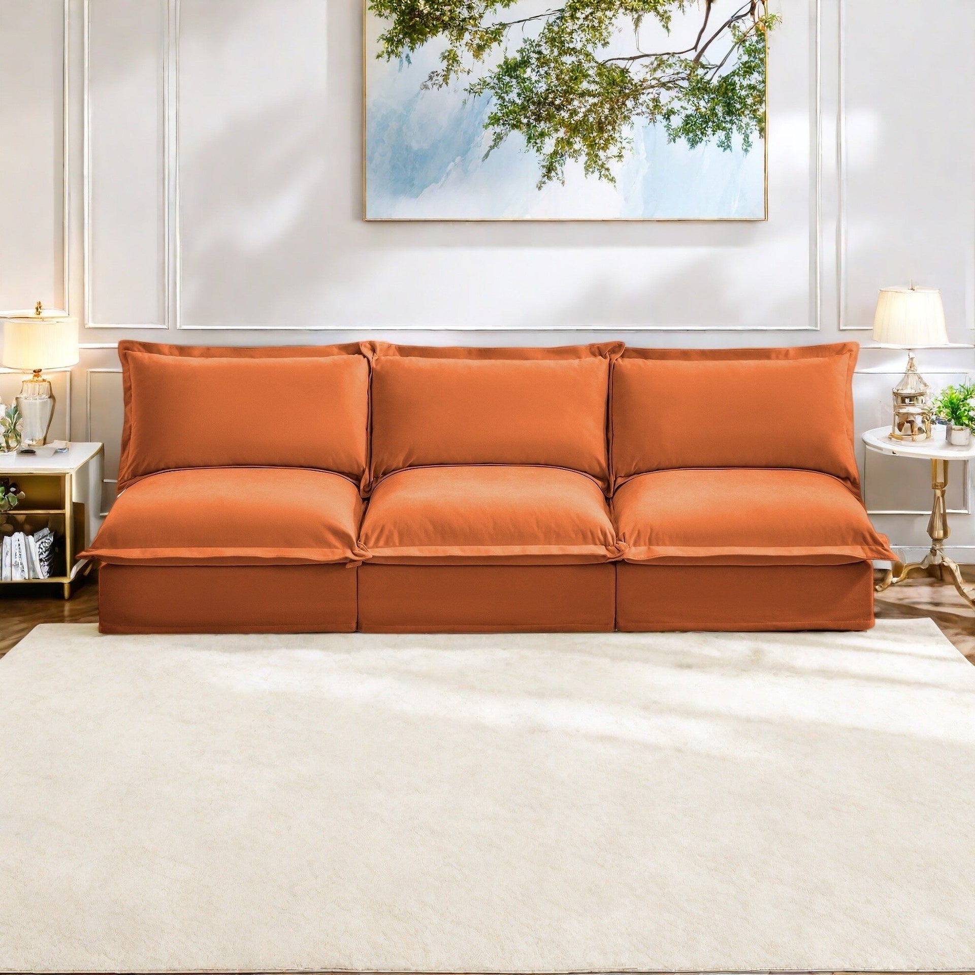 109.8 Chenille Armless 3-Seater Sofa for living room and bedroom