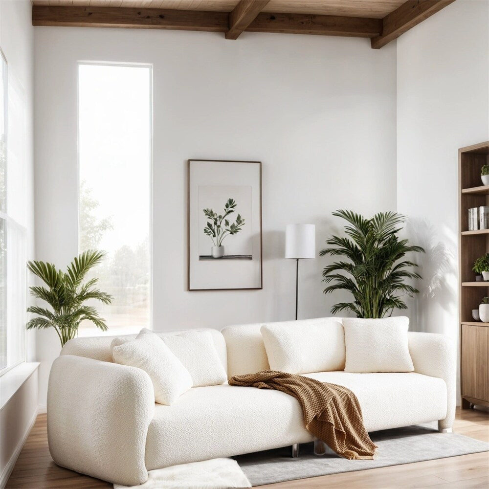 110 Mid Century 3 Seater Velvet Sofa with 4 Pillows