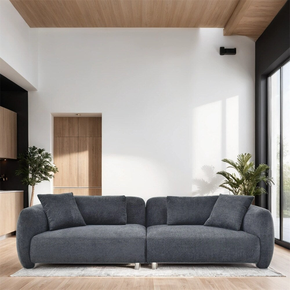 110 Mid Century 3 Seater Velvet Sofa with 4 Pillows