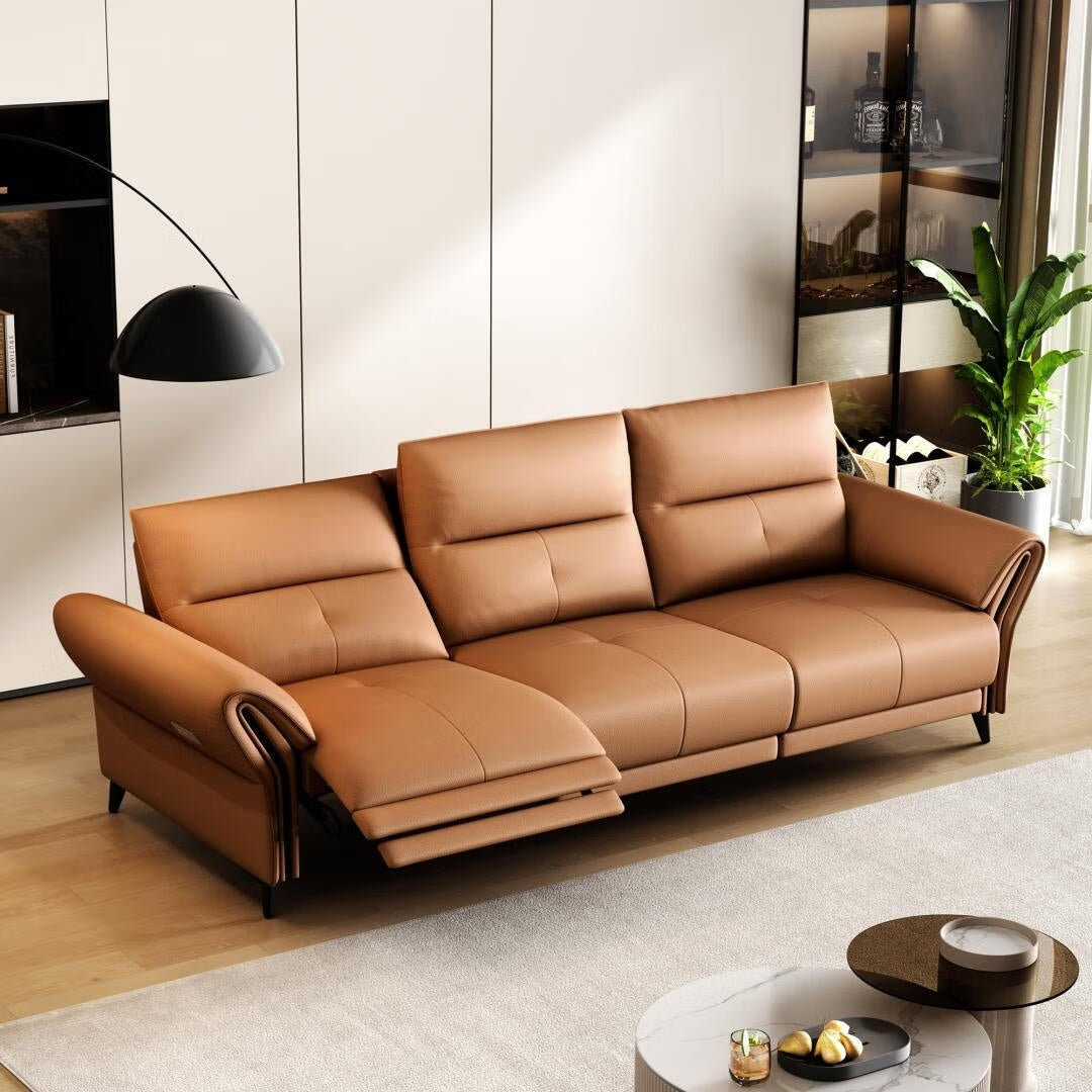 112.5'' Vegan Leather Power Reclining Sofa with USB Charging Port
