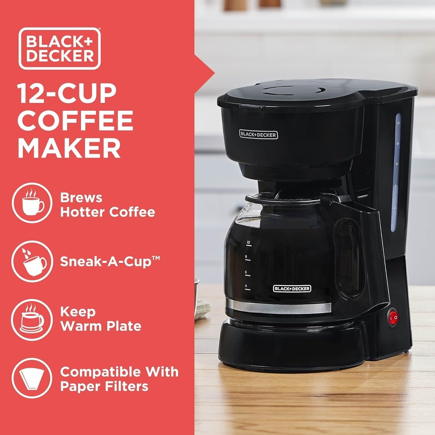 12-Cup Coffee Maker, Vortex Technology, Non-Drip Carafe
