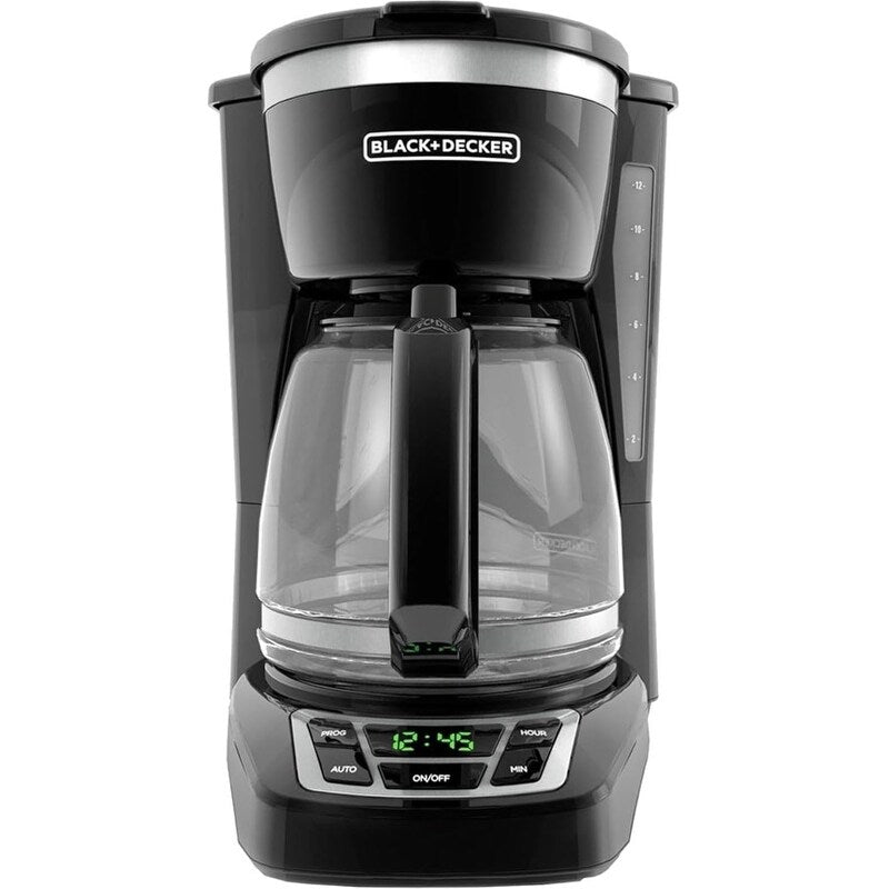 12-Cup Digital Coffee Maker, Programmable, Washable Filter, Sneak-A-Cup, Auto Brew, Keep Hot Plate, Black