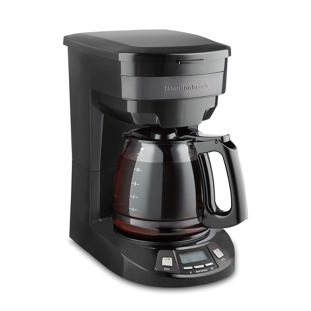 12 Cup Programmable Drip Coffee Maker with 3 Brew Options, Glass Carafe, Auto Pause and Pour, Black Stainless (46293)