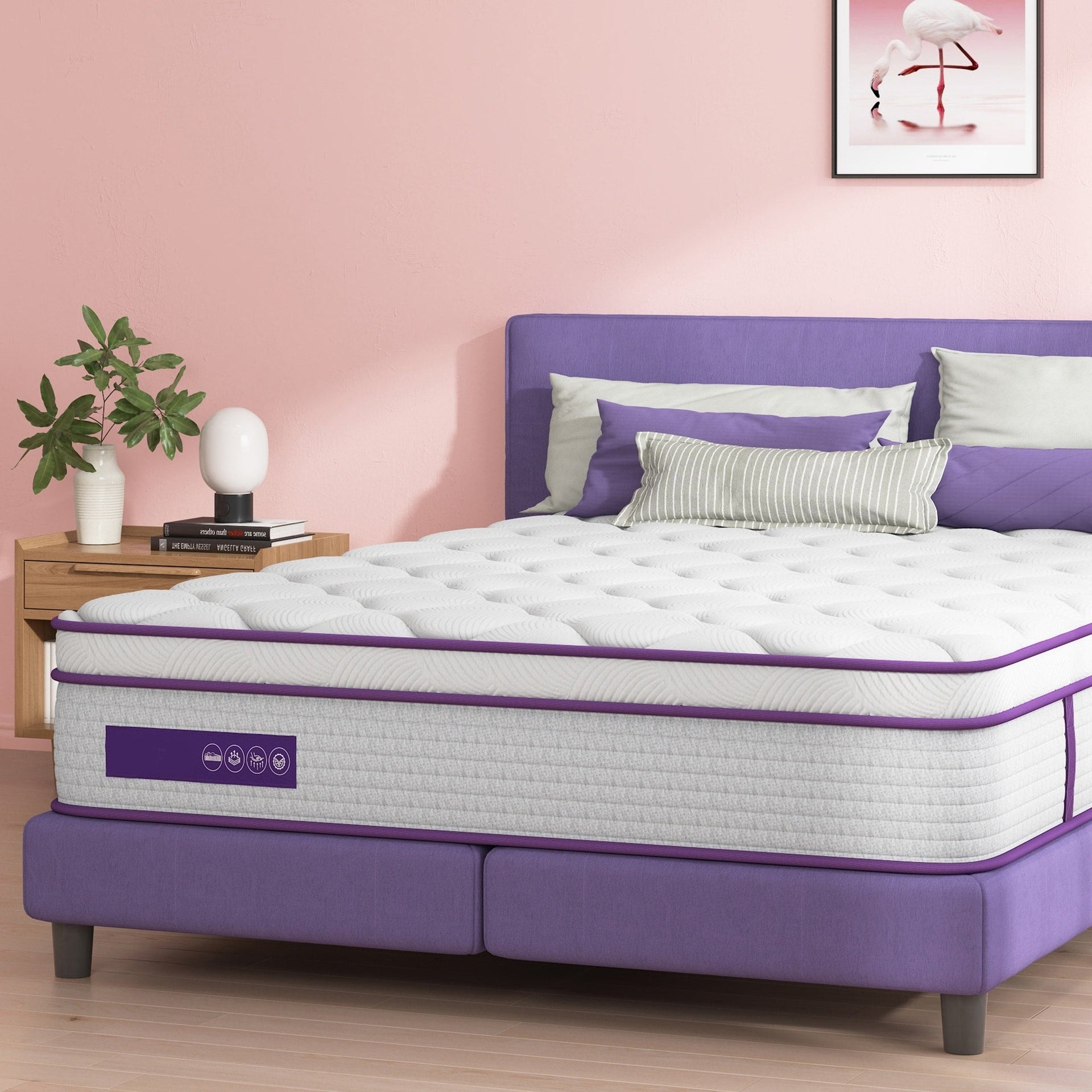 12 Inch Hybrid Mattress with Memory Foam and Spring Coils, Euro Top Mattress in a Box