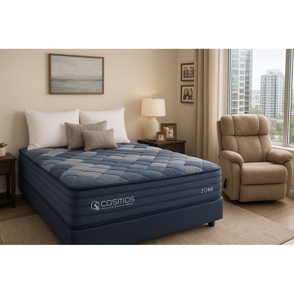 12 Inch King Mattress Pocket Spring Memory Foam Blue Multi in Box