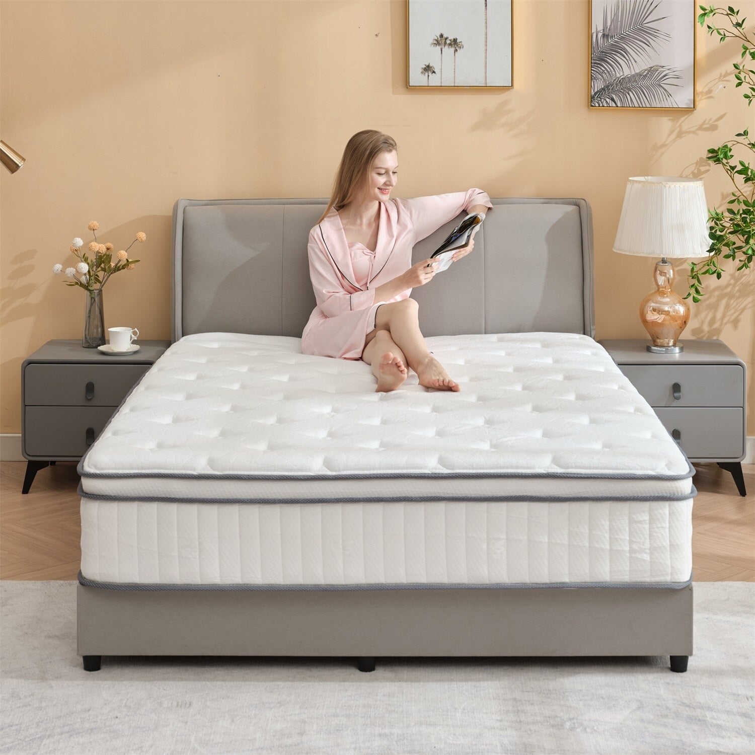 12 Inch Queen Size Mattress, Queen Hybrid Mattress, Pocketed Spring Memory Foam Mattress, Low Motion Transfer Mattress in A Box