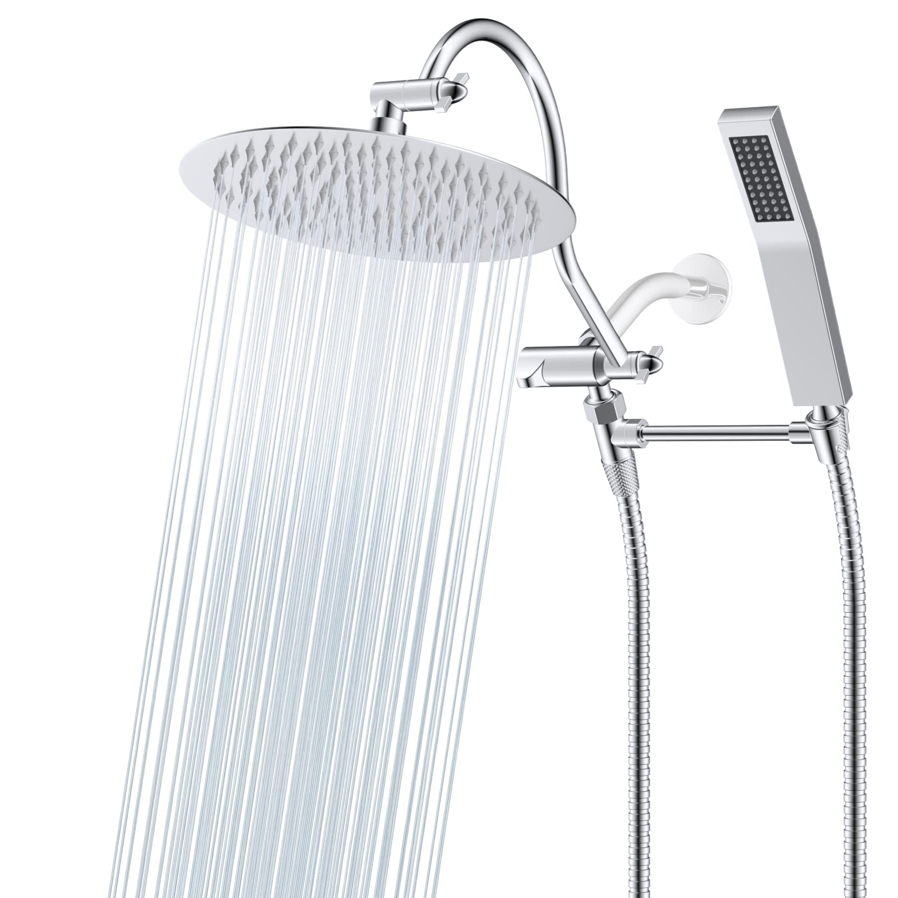 10-Inch All Metal High Pressure Rain Shower Head With Handheld Combo