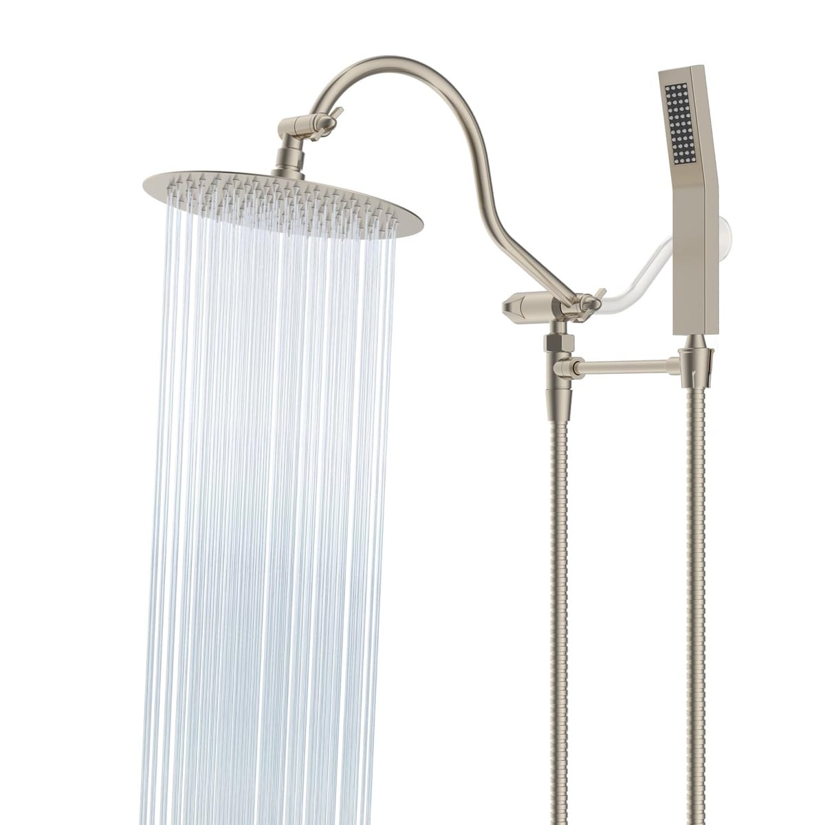 10-Inch All Metal High Pressure Rain Shower Head With Handheld Combo