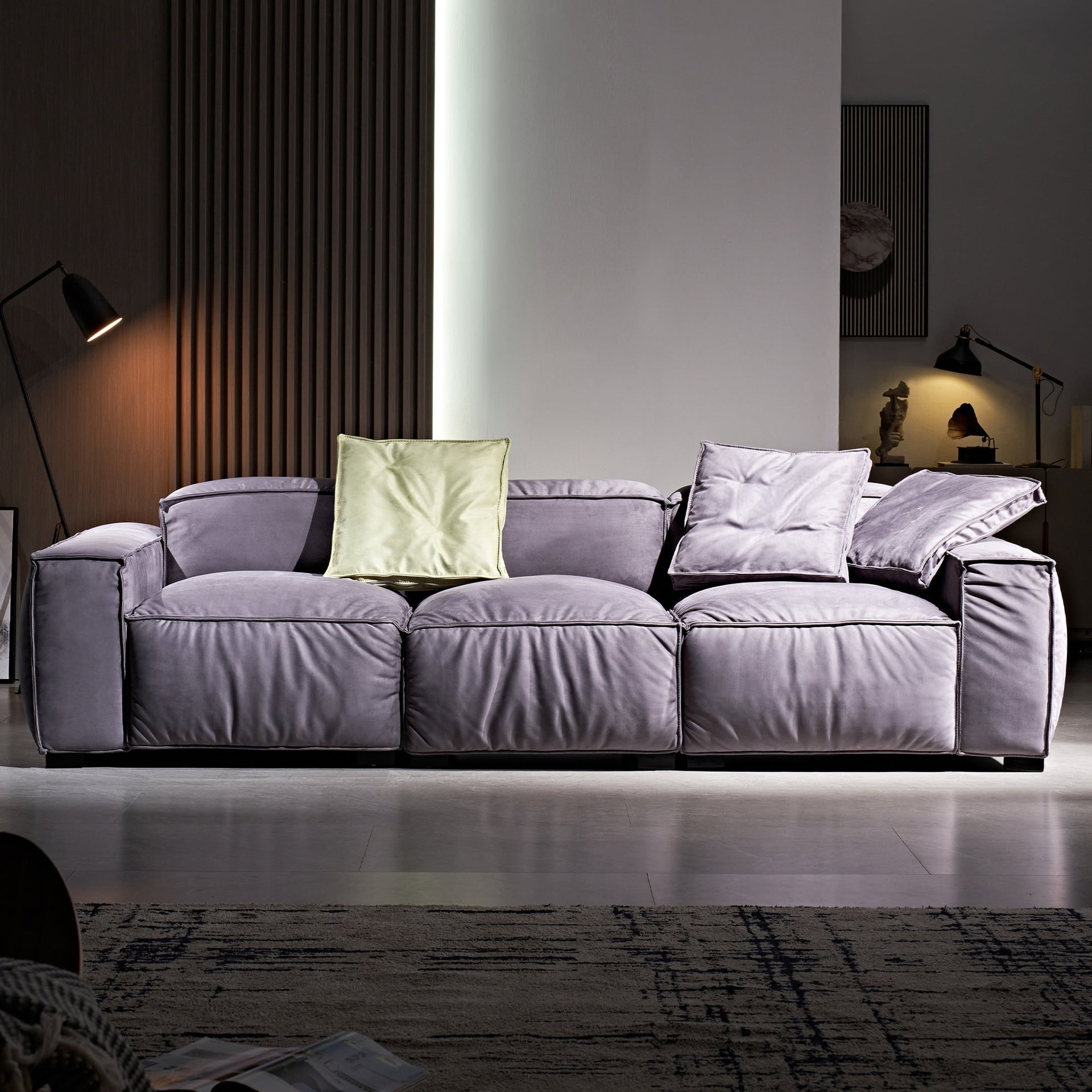 110'' Square Sofa Masha Velvet with Four-seater for Living Room Sofa-bed