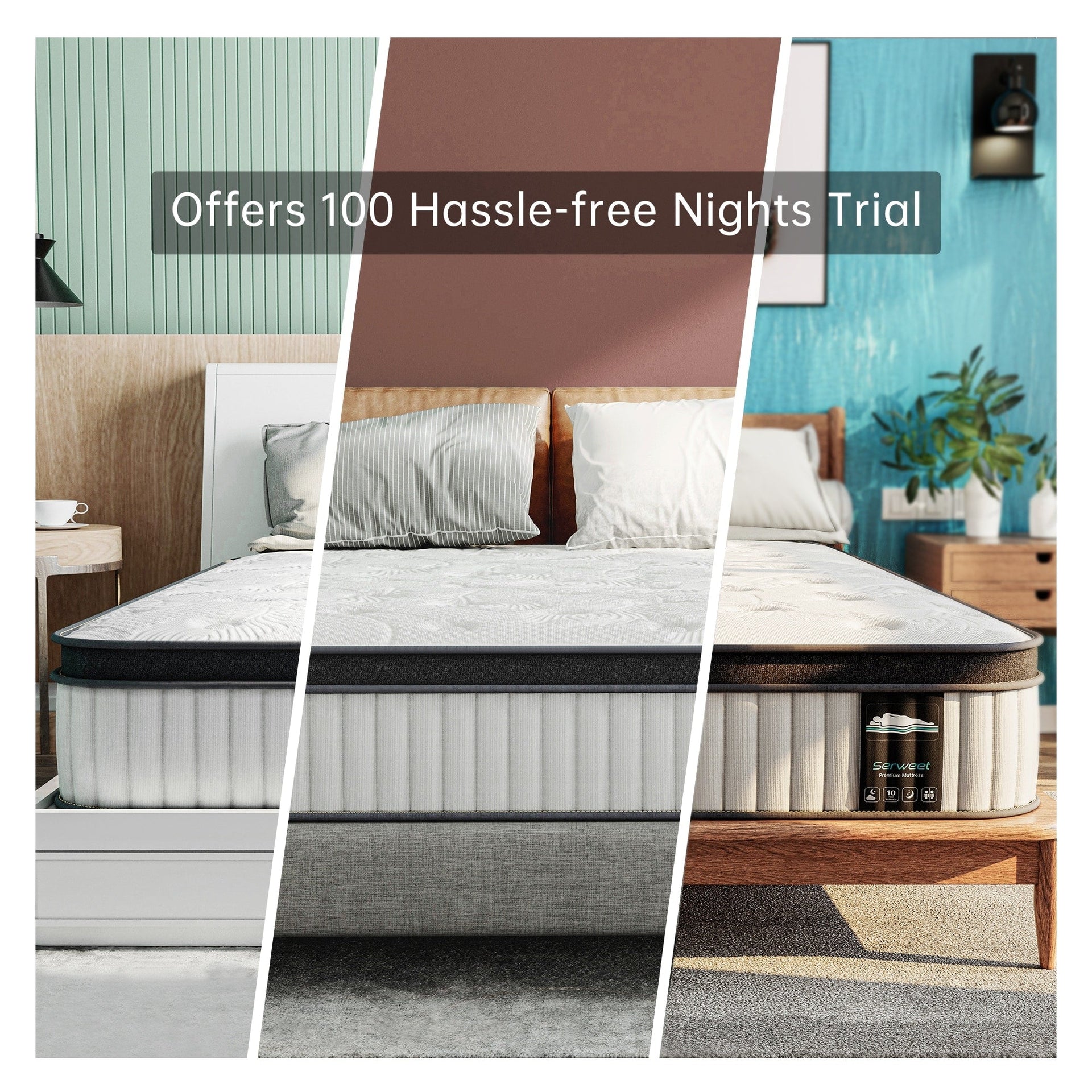 10-Inch Hybrid Memory Foam Pocket Spring Mattress,Mideum Comfort,For Kid's Room,Guest Room