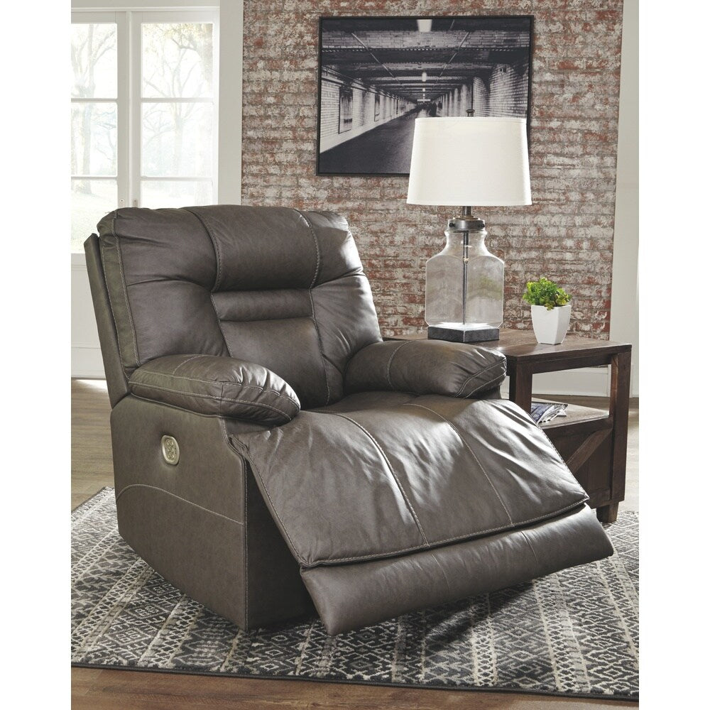 Wurstrow Contemporary Power Recliner Adjustable Headrest Smoke