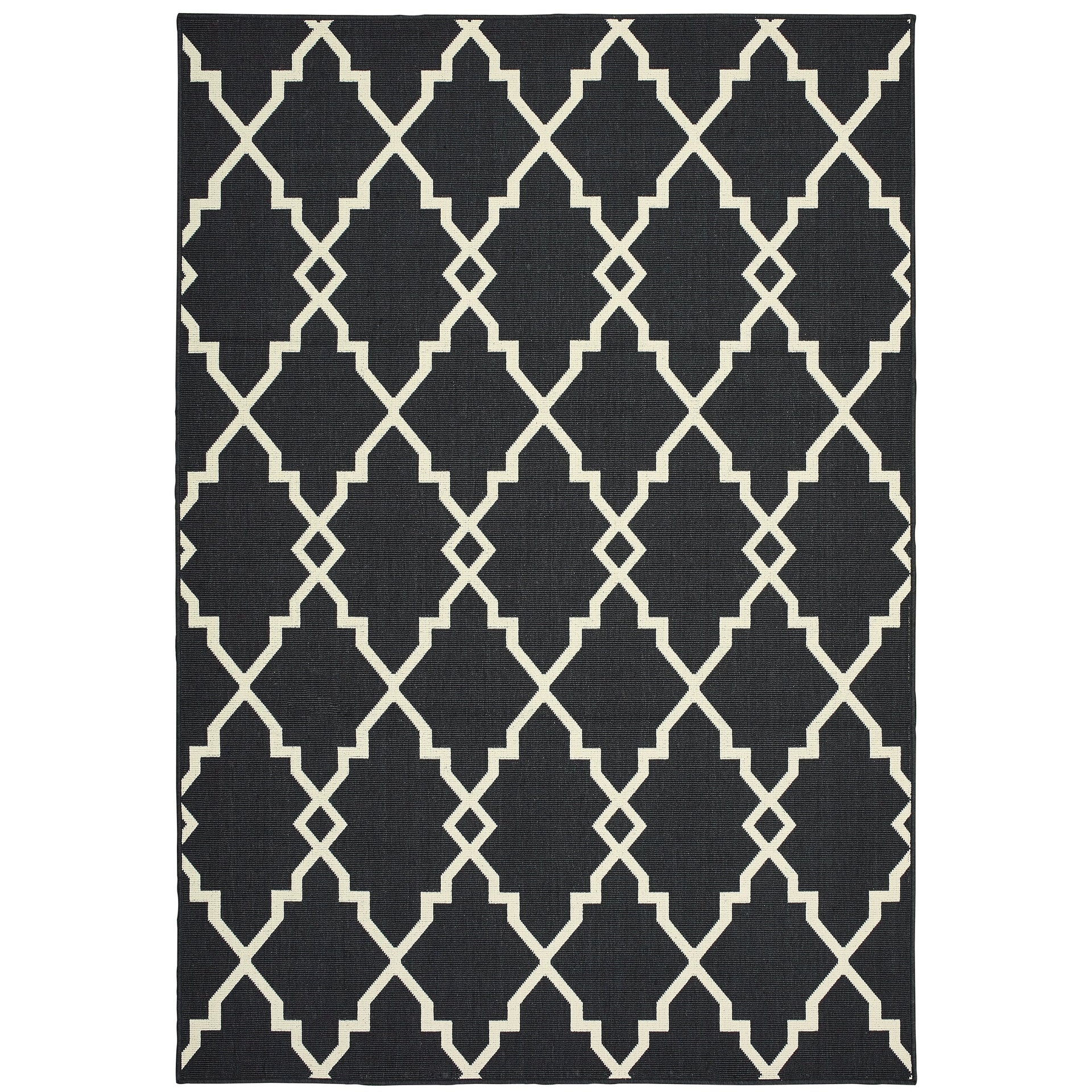 Vista Home Malta Lattice Black/ Off-White Indoor Outdoor Area Rug.