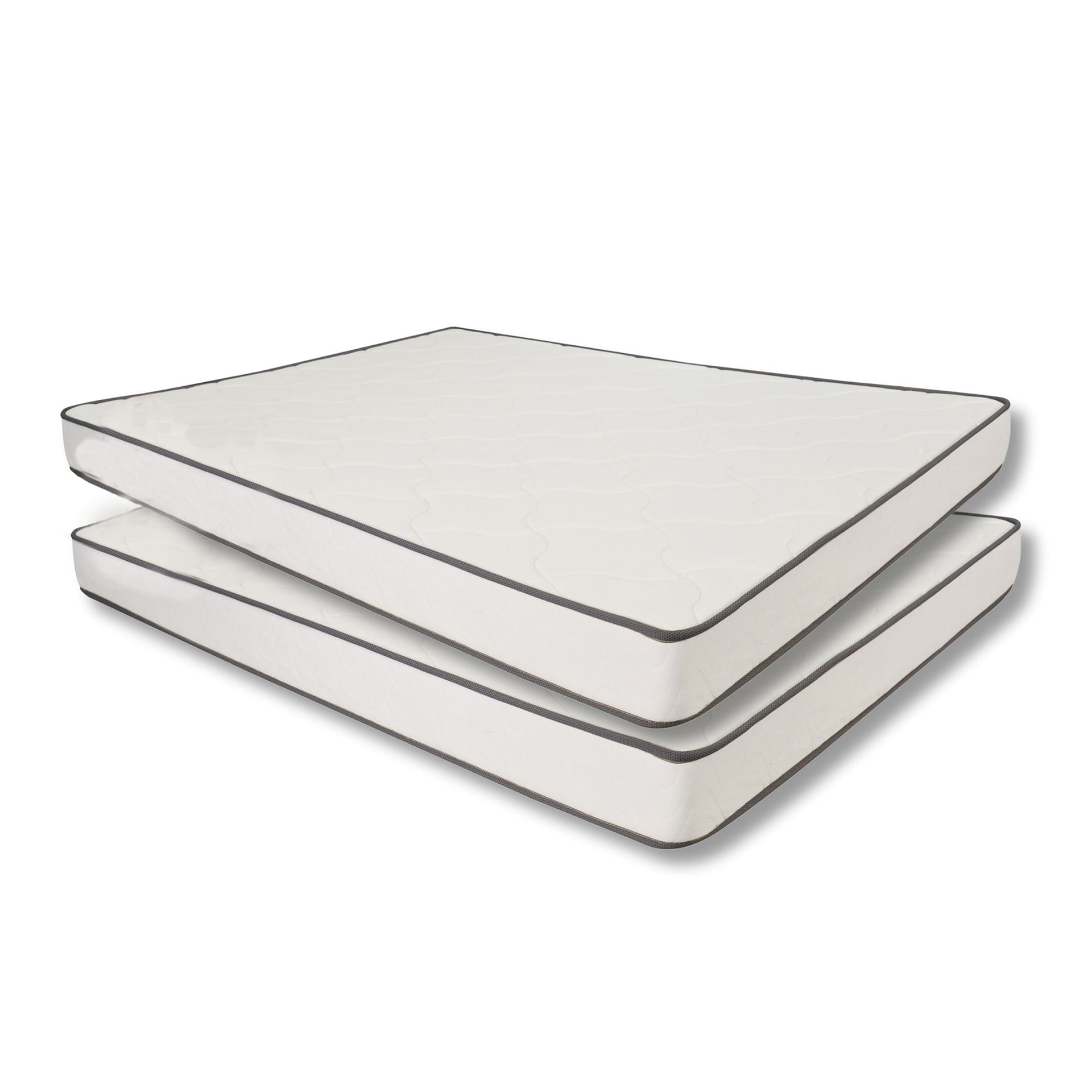 Vix 6 Inch Queen Mattress Set of 2, Soft Plush PU Foam, Pocket Coils