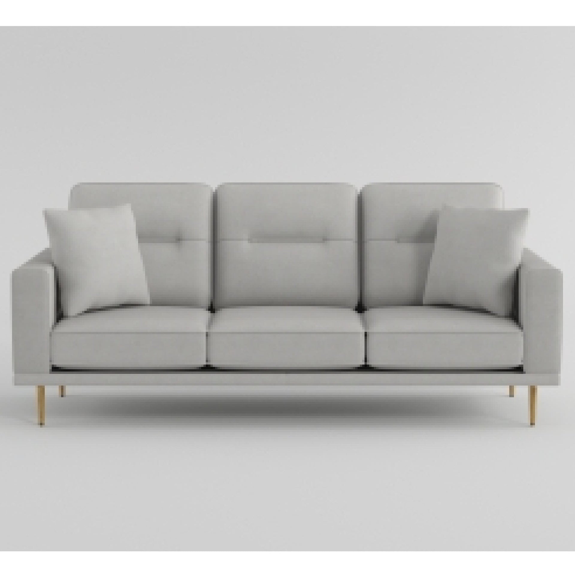 Voxo Sofa, Gray Velvet Padded Seat, Two Accent Pillows, 82 Inch