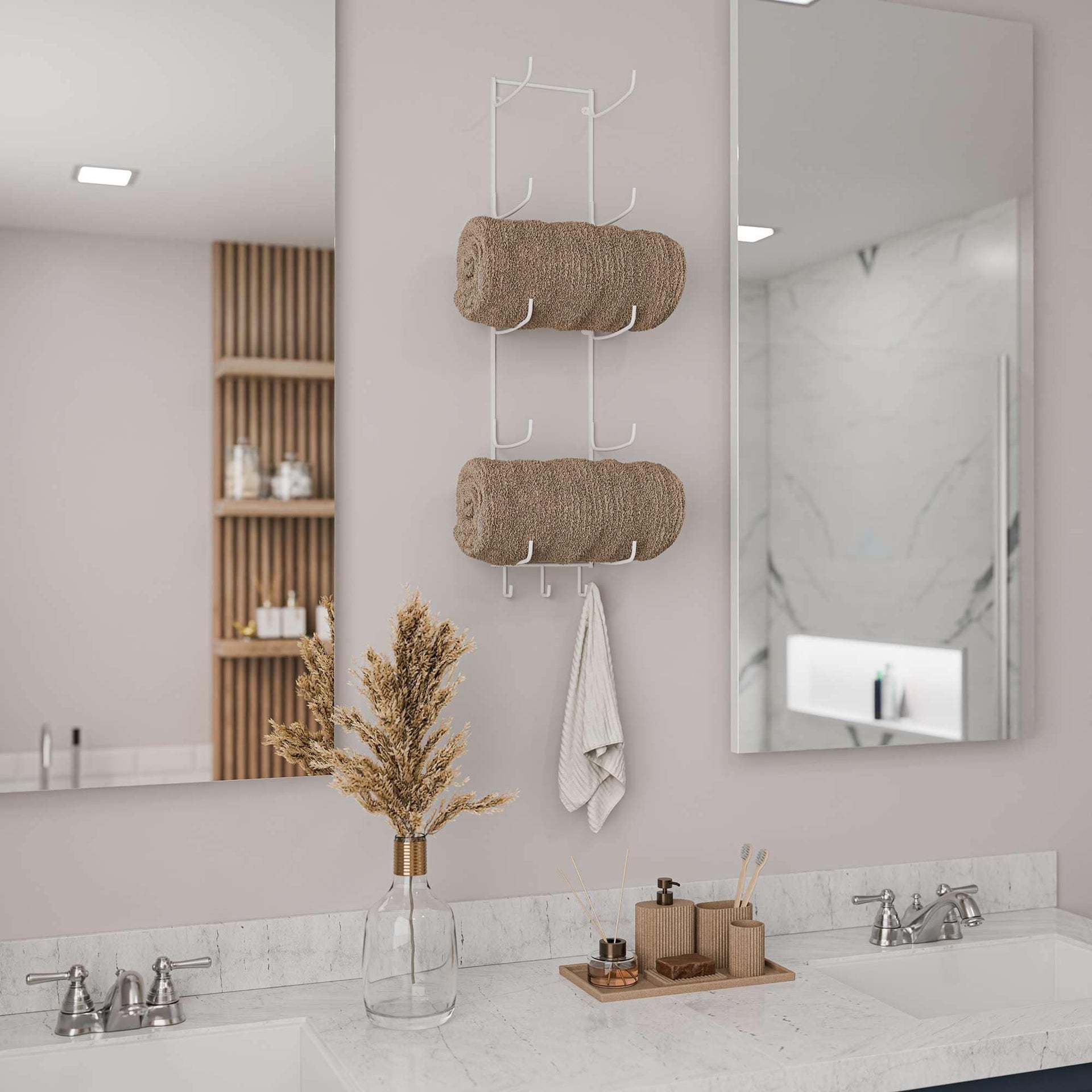 Wallniture Boto Towel Rack, Rustic Wall Decor Bathroom Organizer