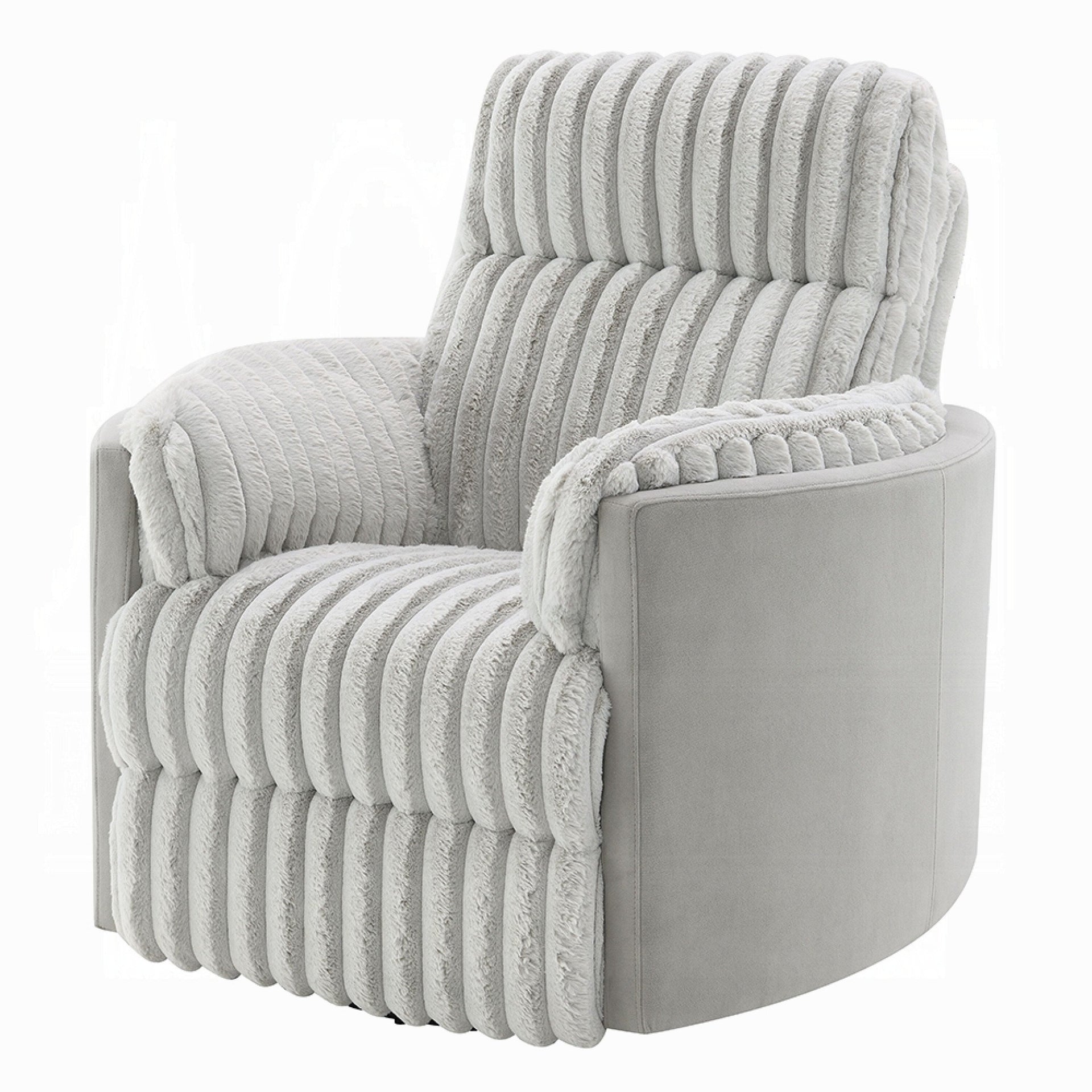 Watsy Manual Glider Recliner Swivel Chair, Modern Gray Corduroy